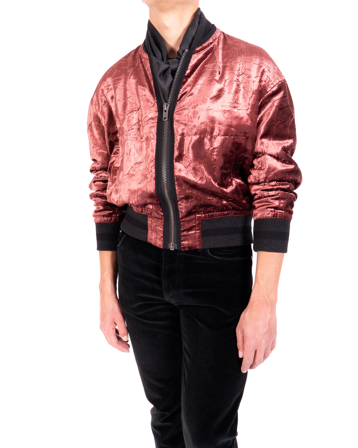 FW17 Cropped Bomber Jacket in Red Velvet