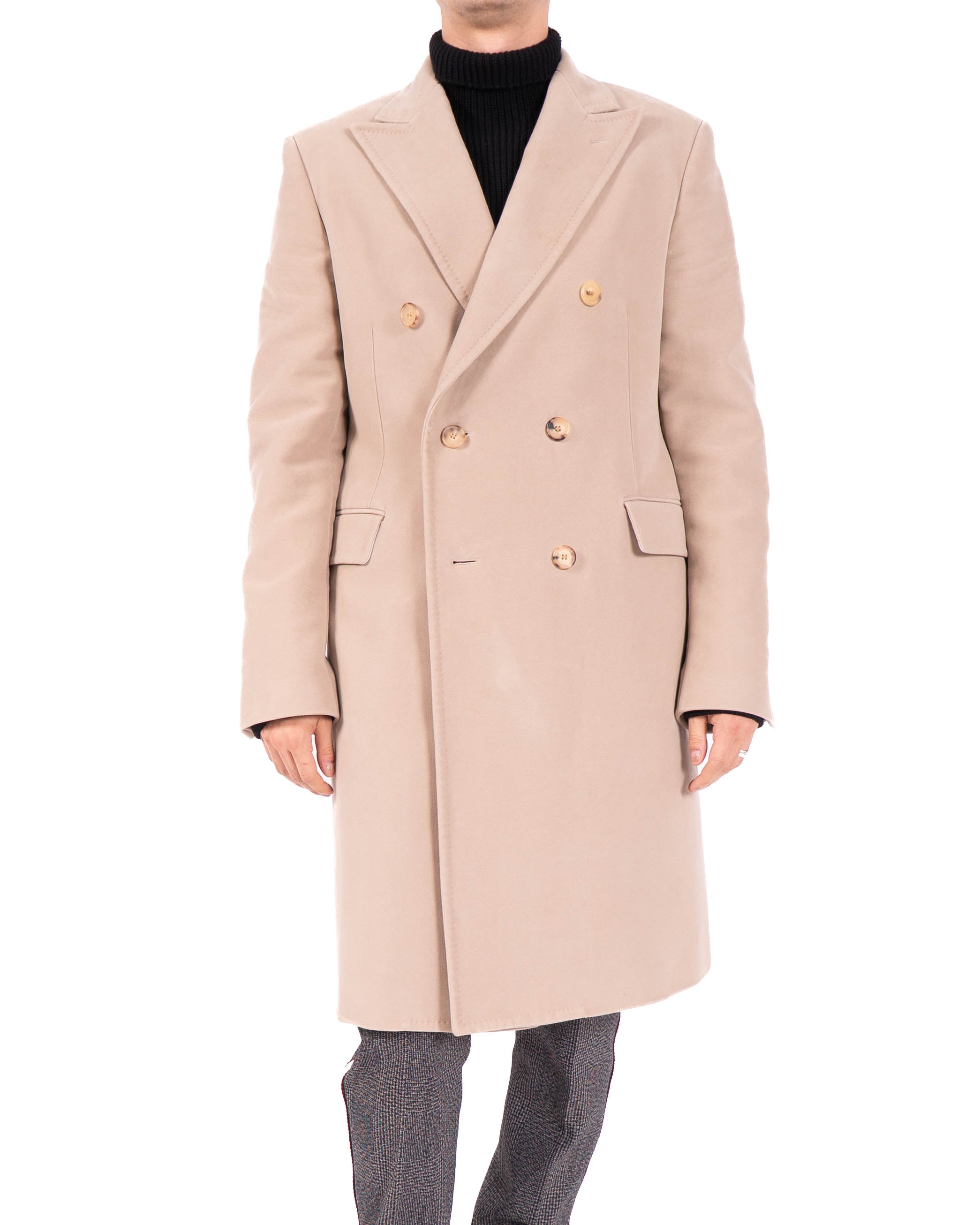 FW17 Classic Double Breasted Coat in Beige Moleskin