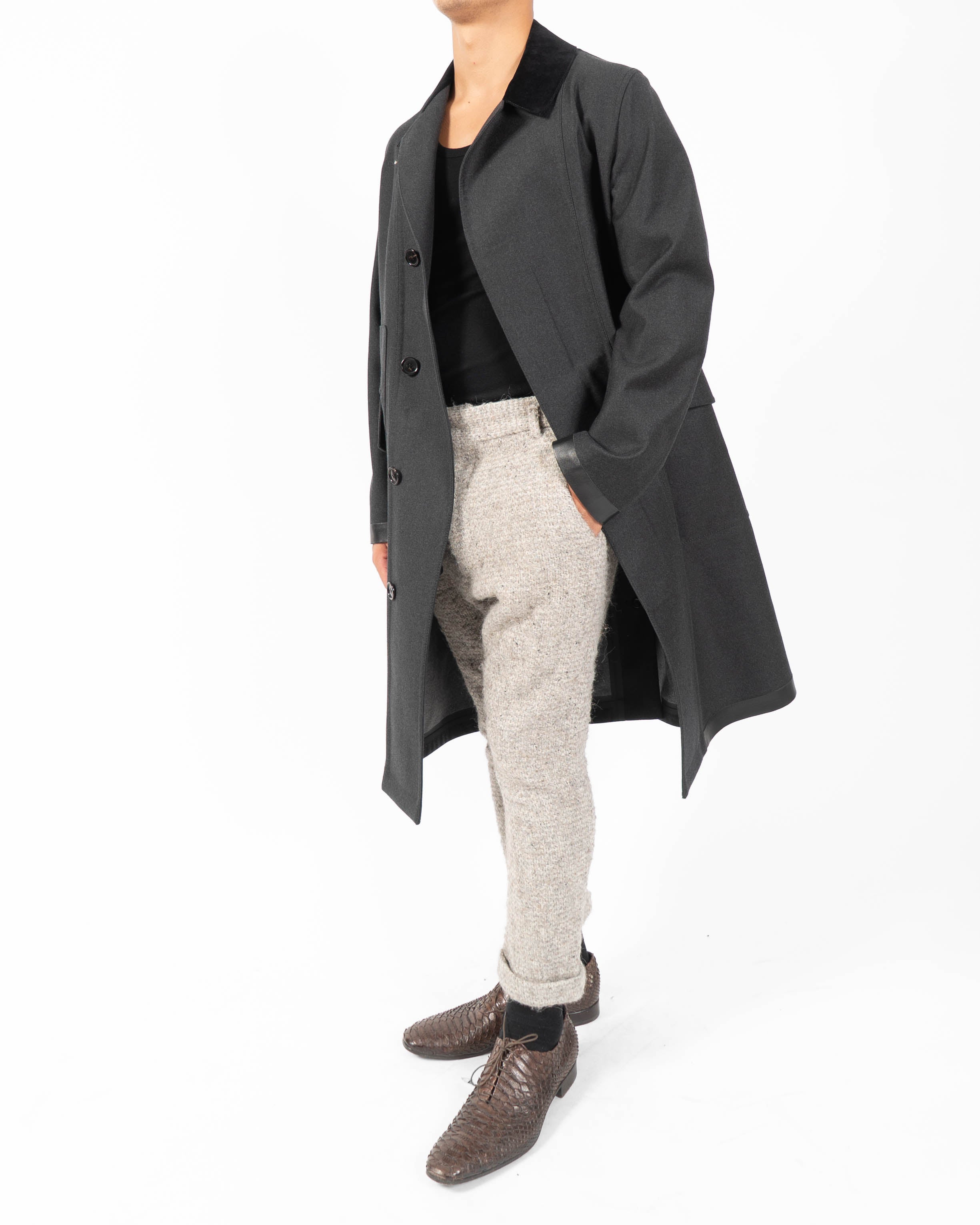 FW17 Military Coat in Grey Fleece Wool