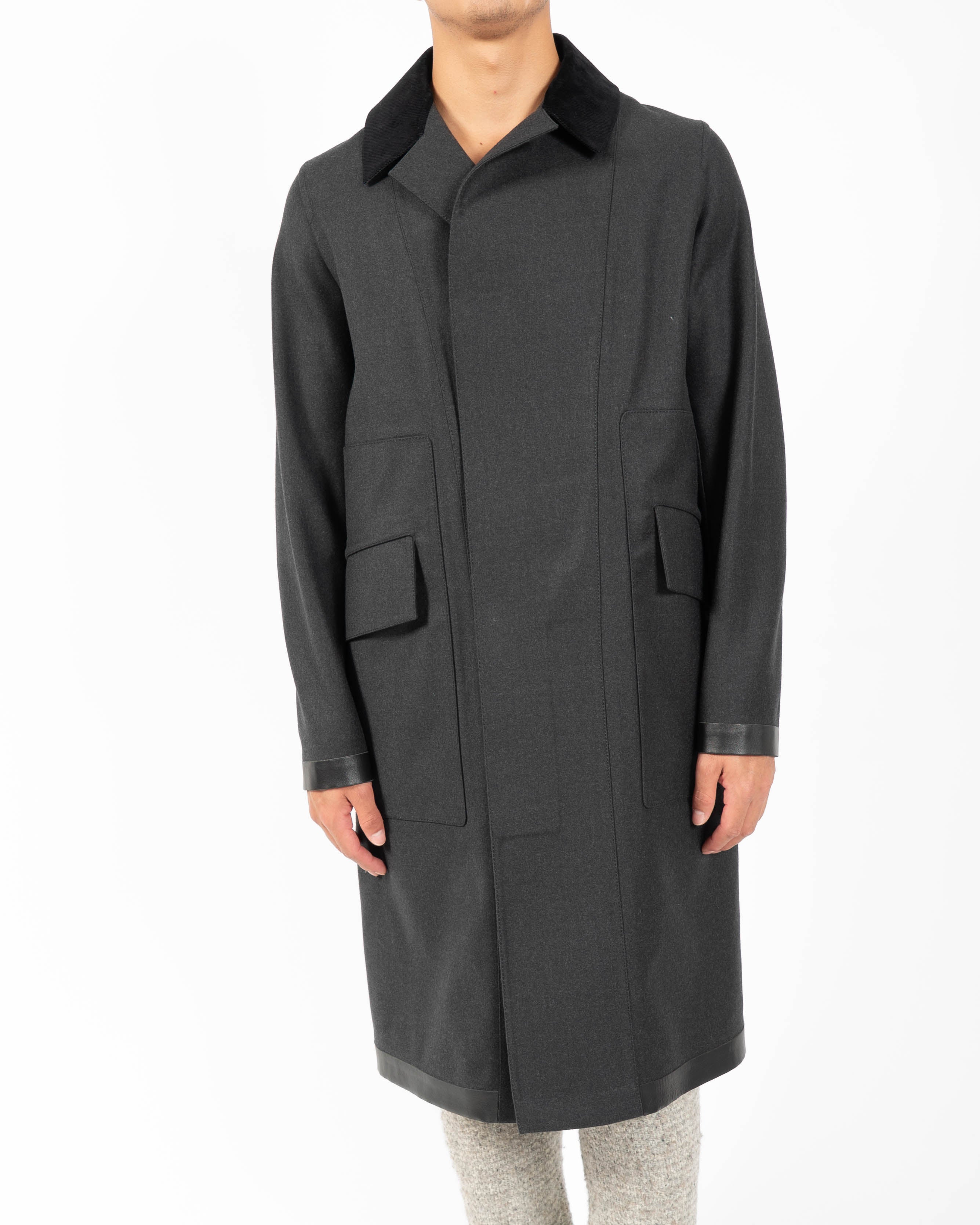 FW17 Military Coat in Grey Fleece Wool