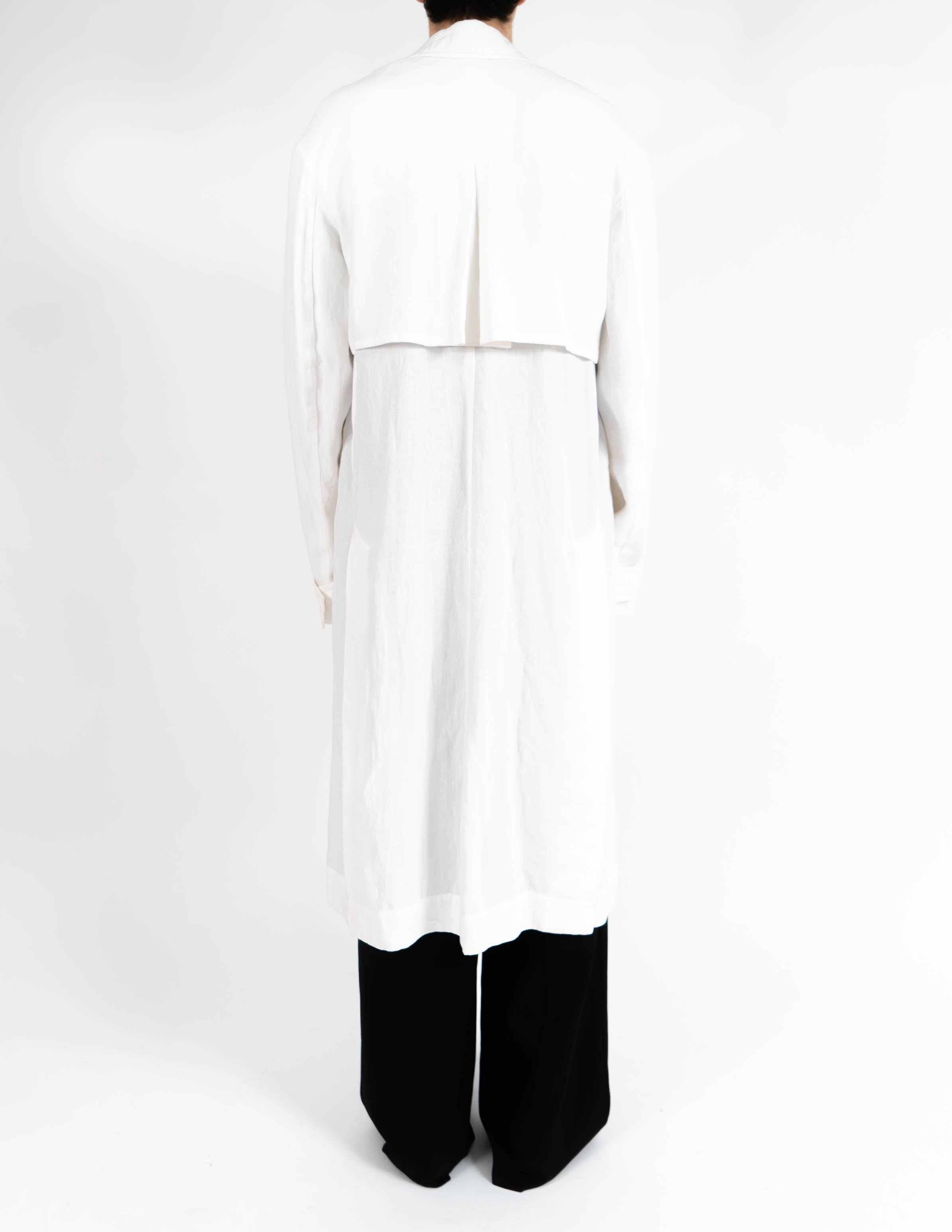 SS17 White Oversized Linen Open Trench Coat