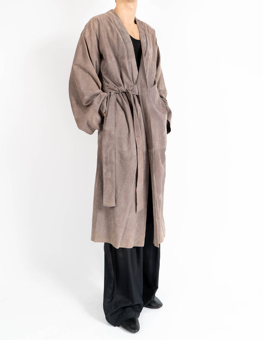 SS08 Belted Kimono Suede Coat