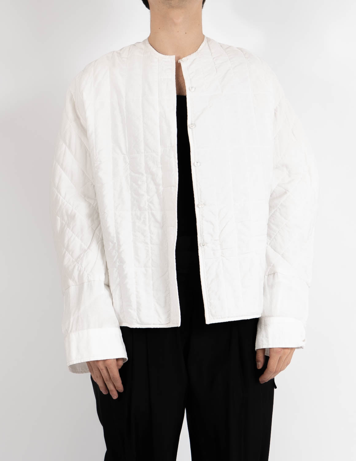 FW17 White Quilted Mandarin Shirt Jacket