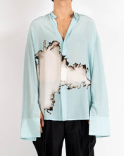 Load image into Gallery viewer, SS17 Light Blue Bleached Oversized Mandarin Silk Shirt