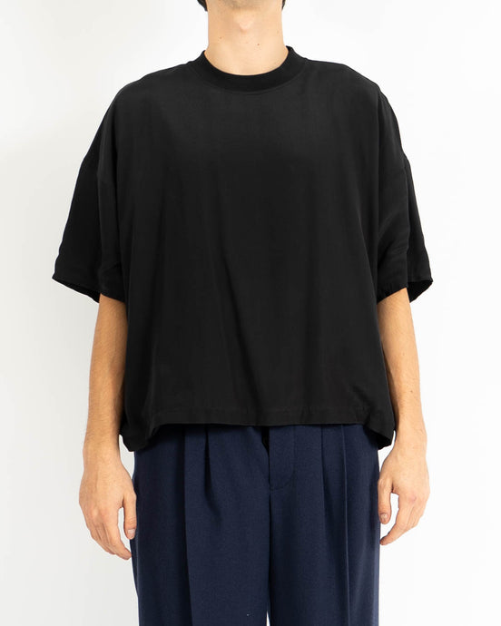 SS18 Black Boxy Silk T-Shirt