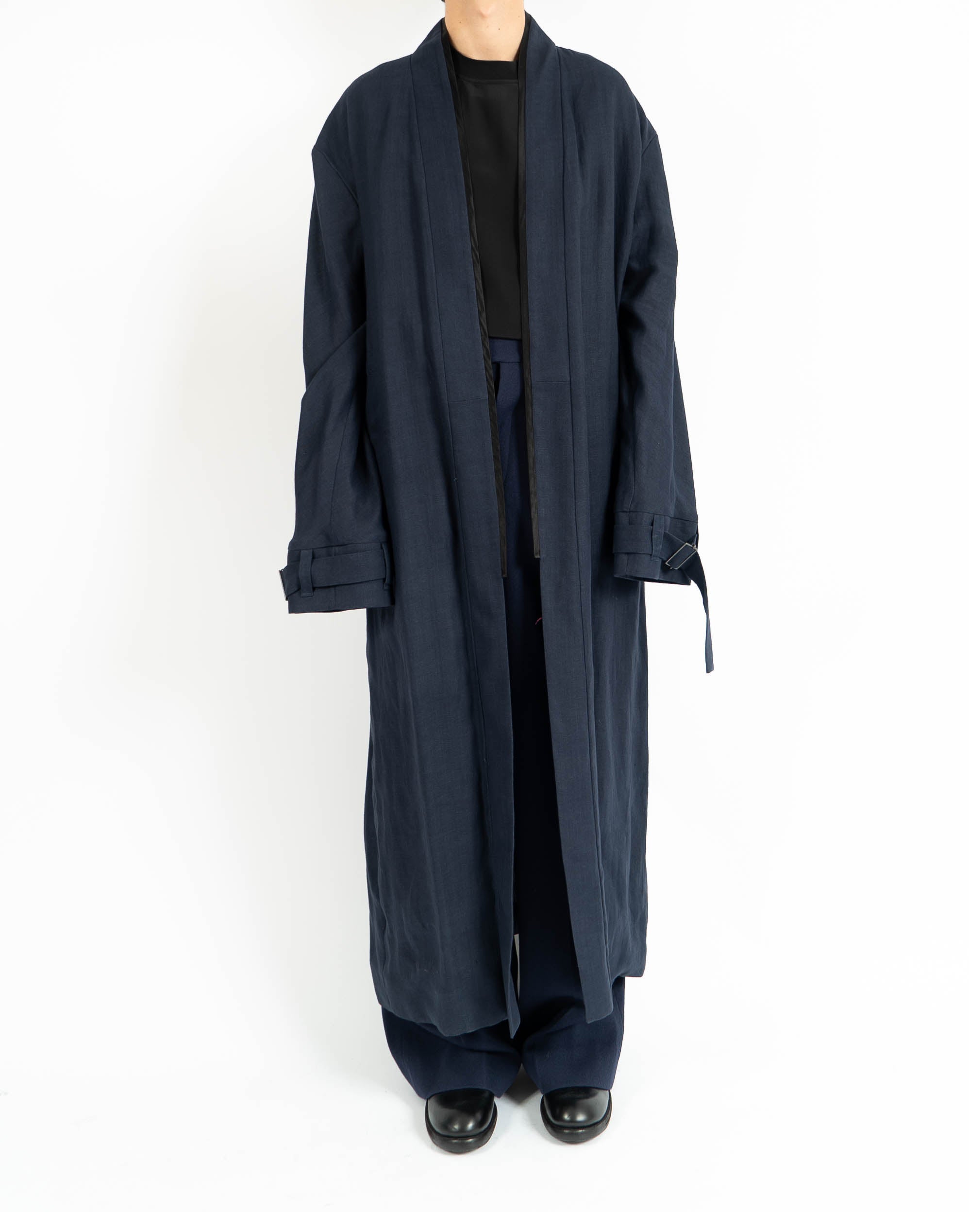 SS17 Dark Blue Belted Wool Coat
