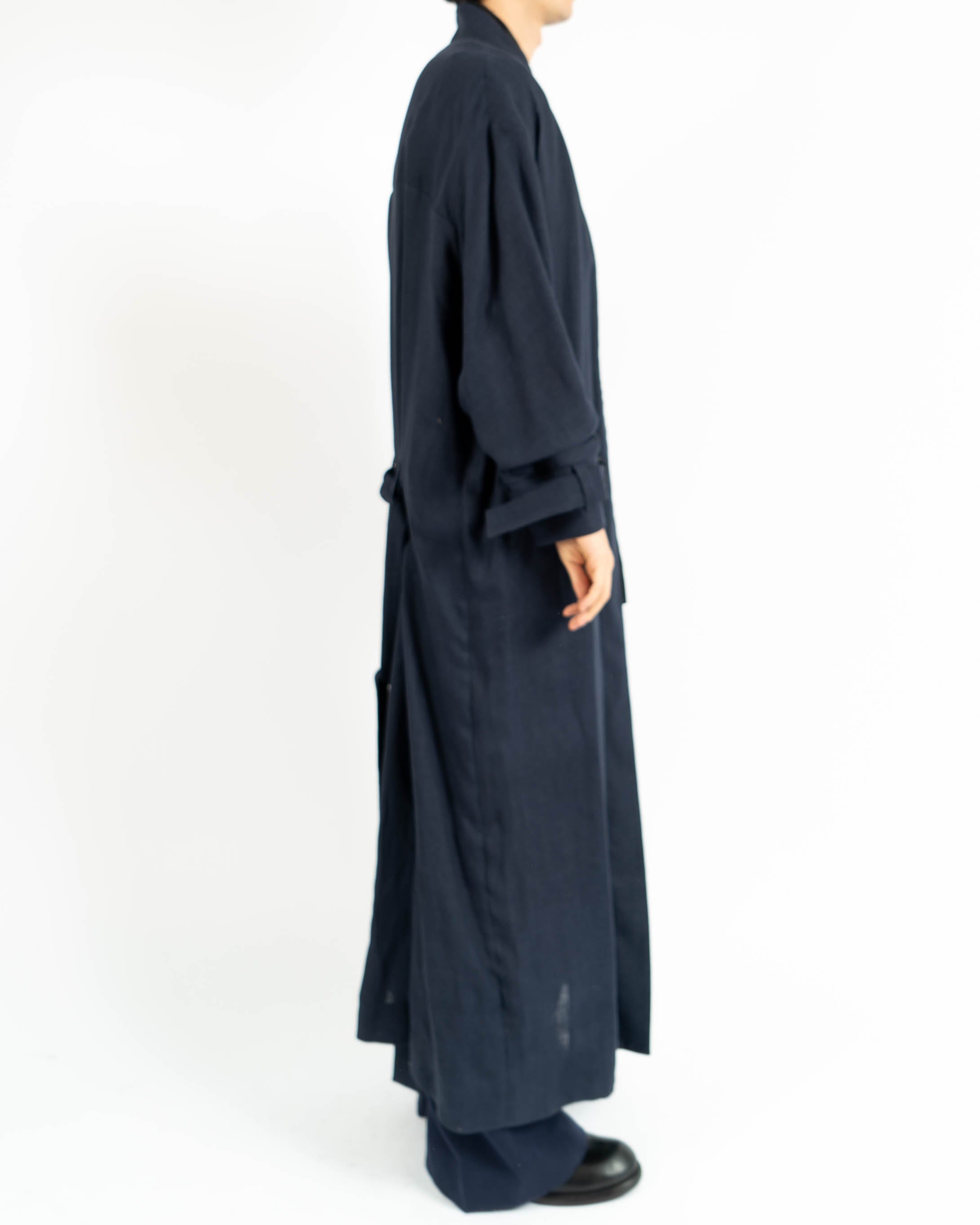 SS17 Dark Blue Belted Wool Coat