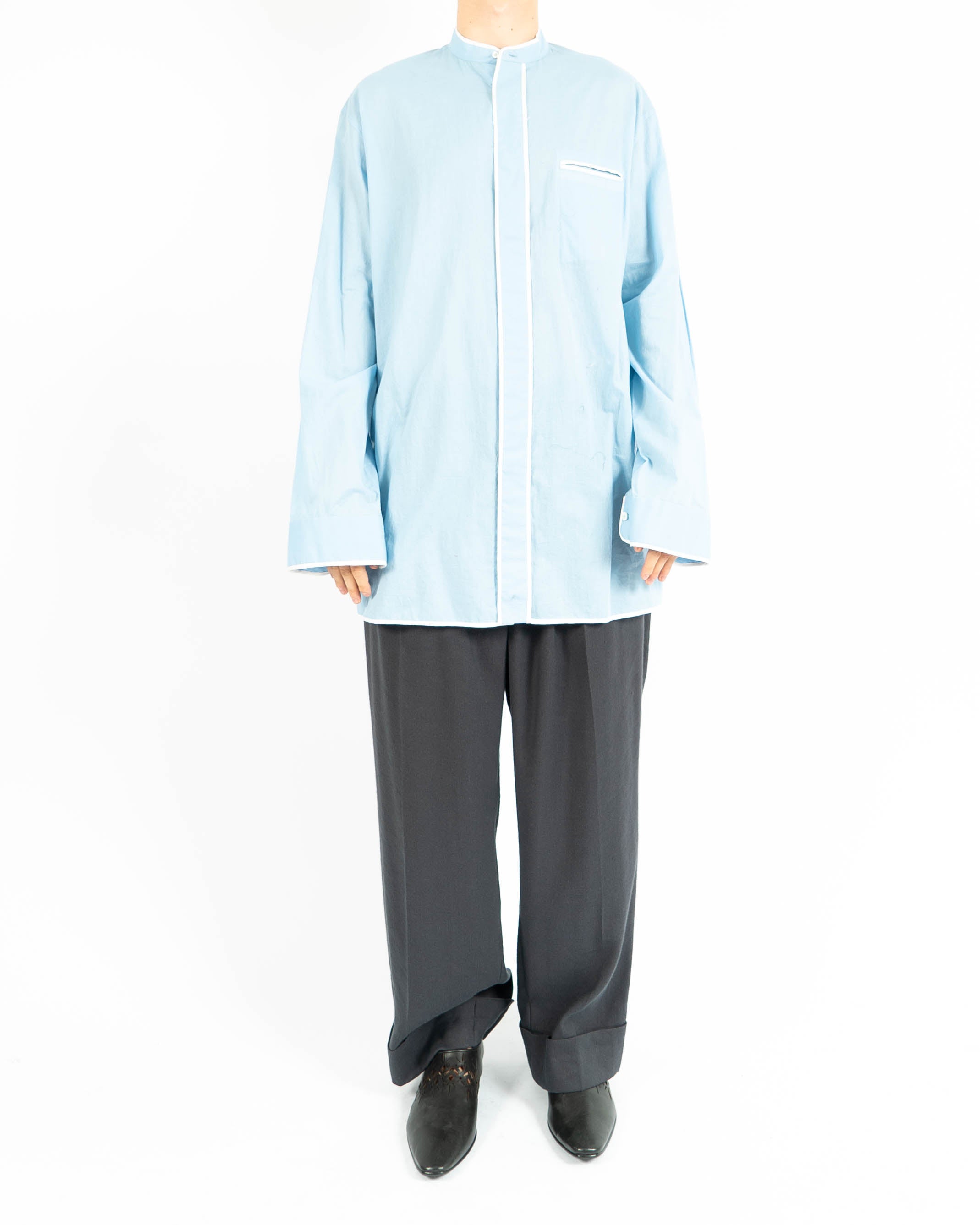 SS17 Oversized Blue Mandarin Shirt