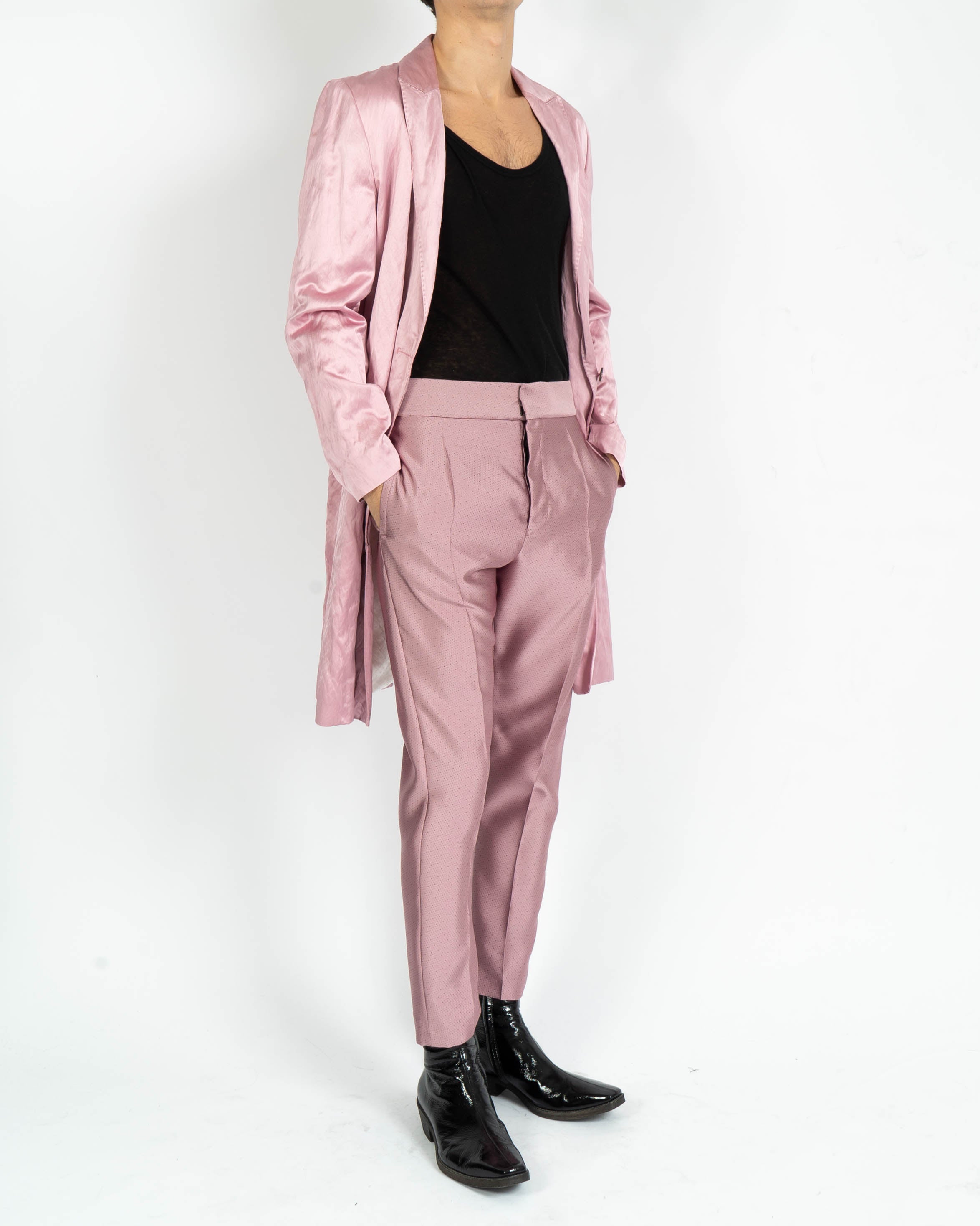 SS18 Pink Textured Silk Trousers