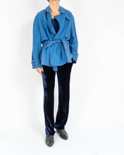 Load image into Gallery viewer, SS19 Cropped Blue Linen Caban Jacket