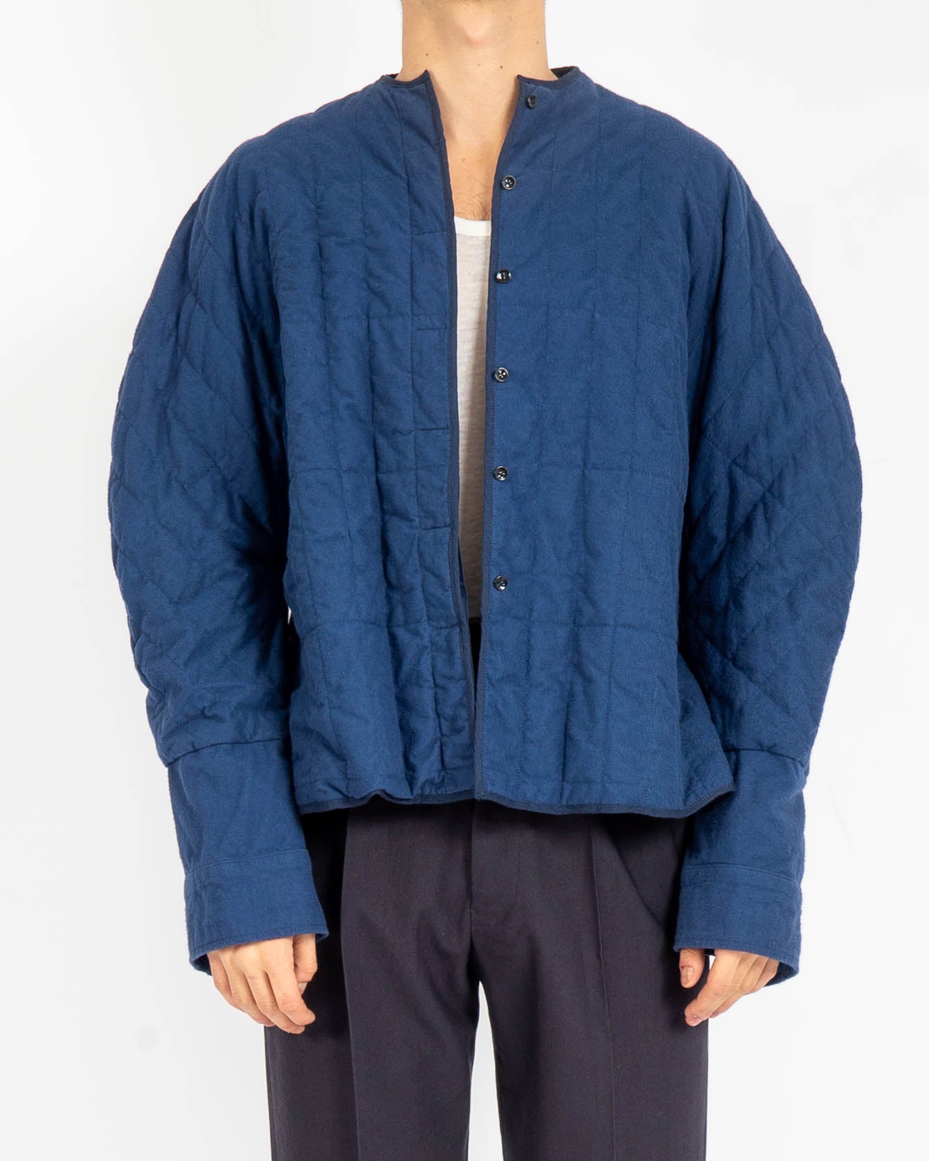 FW17 Blue Quilted Mandarin Shirt Jacket