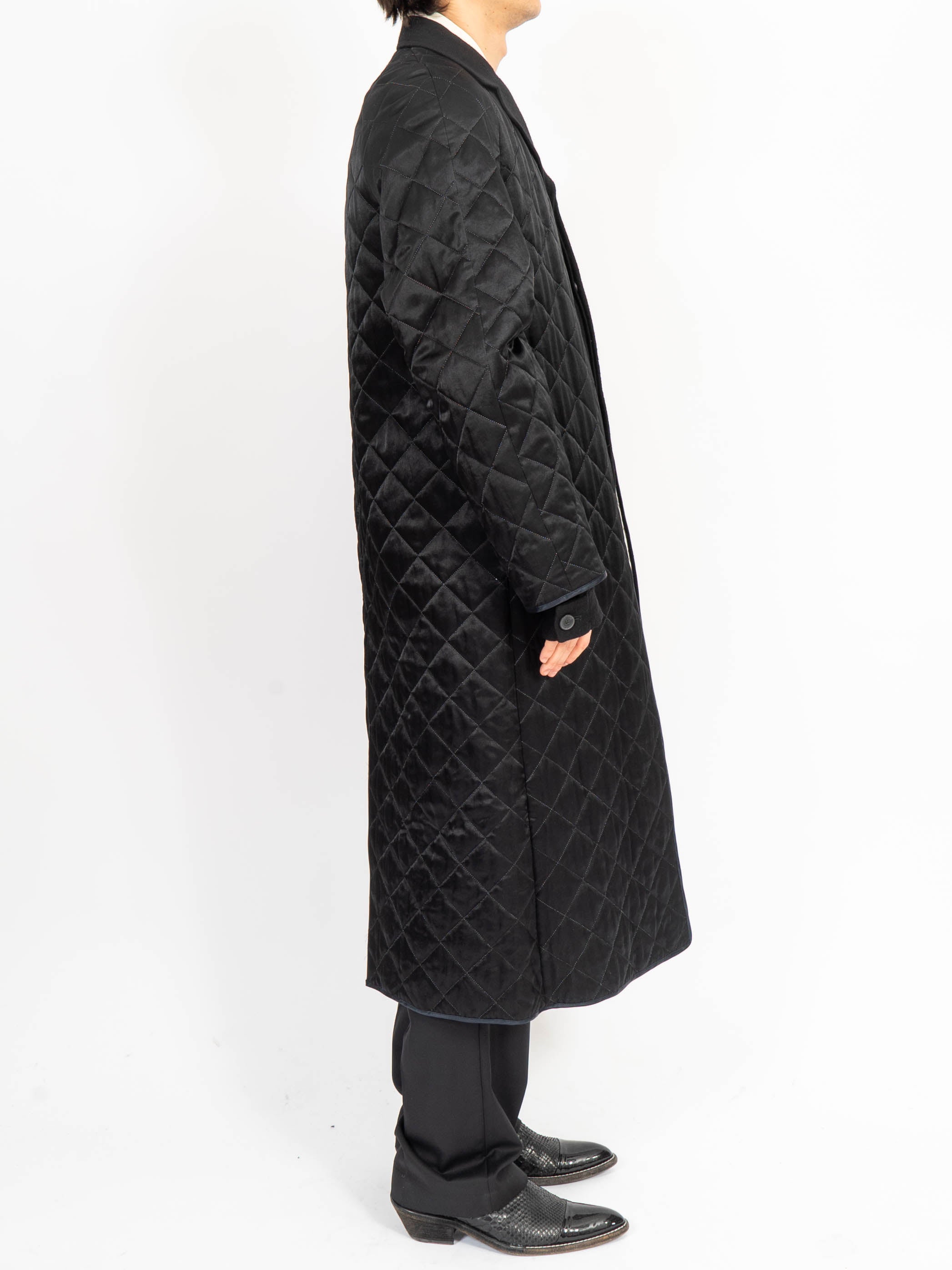 FW16 Double Layer Quilted Coat Black