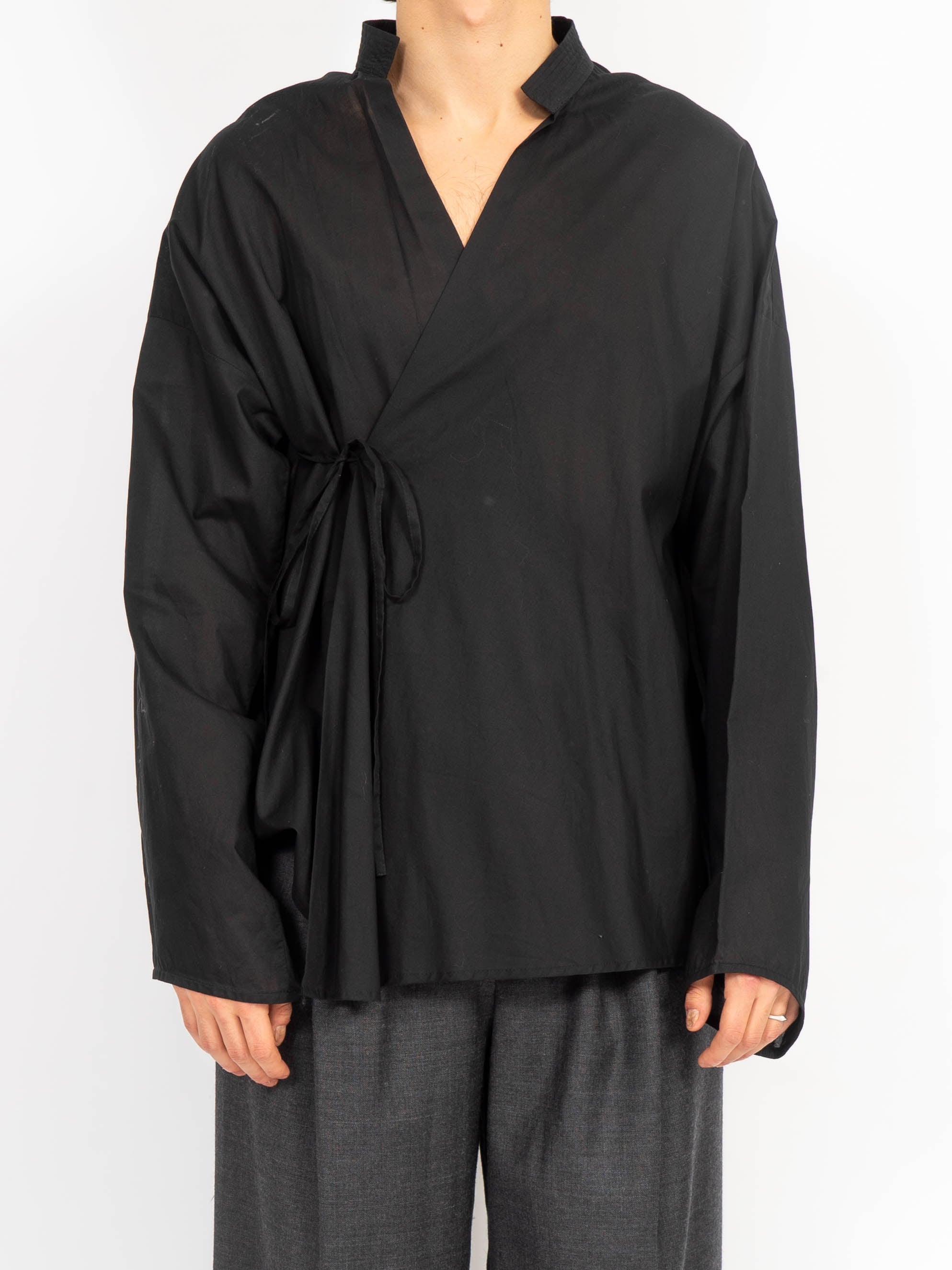 FW06 Oversized  Black Cotton Kimono Shirt