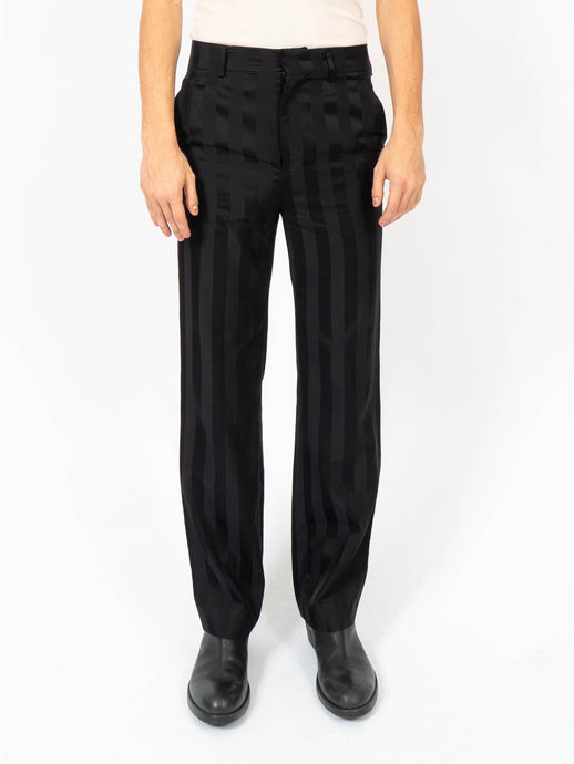 SS14 Black Striped Silk Trousers