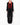 SS17 Overcoat in Black Wool with Red Contrast Collar