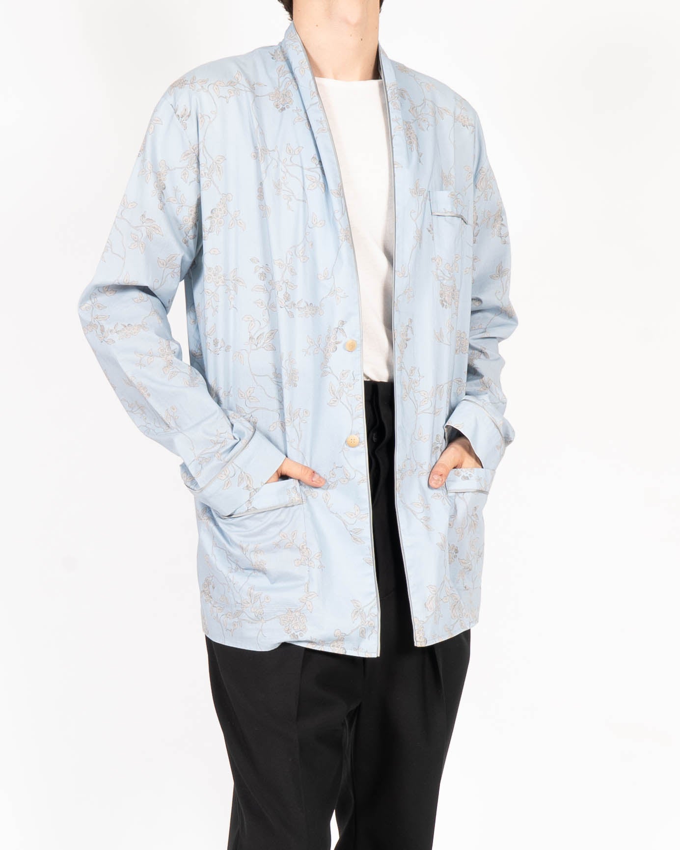SS15 Floral Pyjama Shirt in blue Cotton