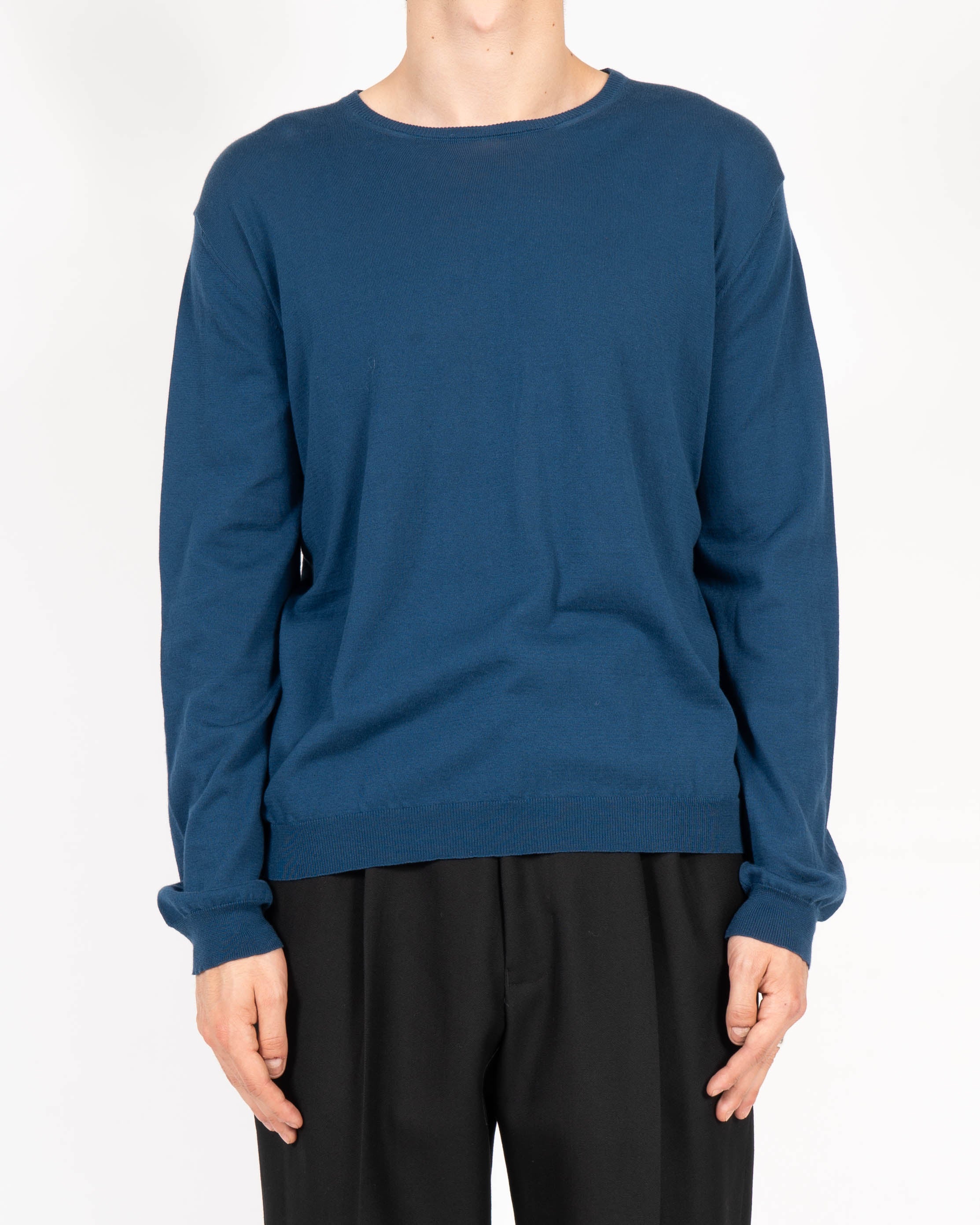 SS16  Knit Sweatshirt  in fine blue Wool
