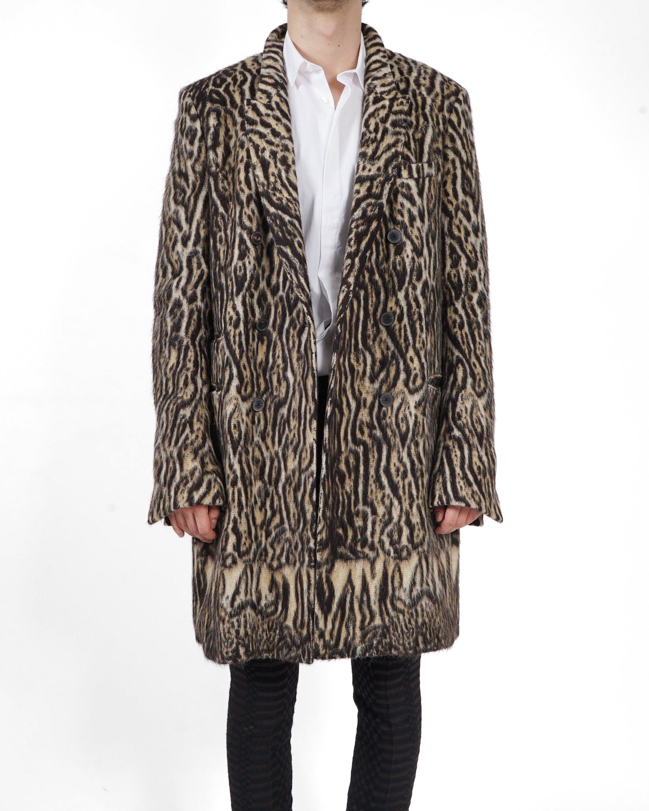 FW15 Double Breasted Overcoat in Leopard Alpaca Mohair