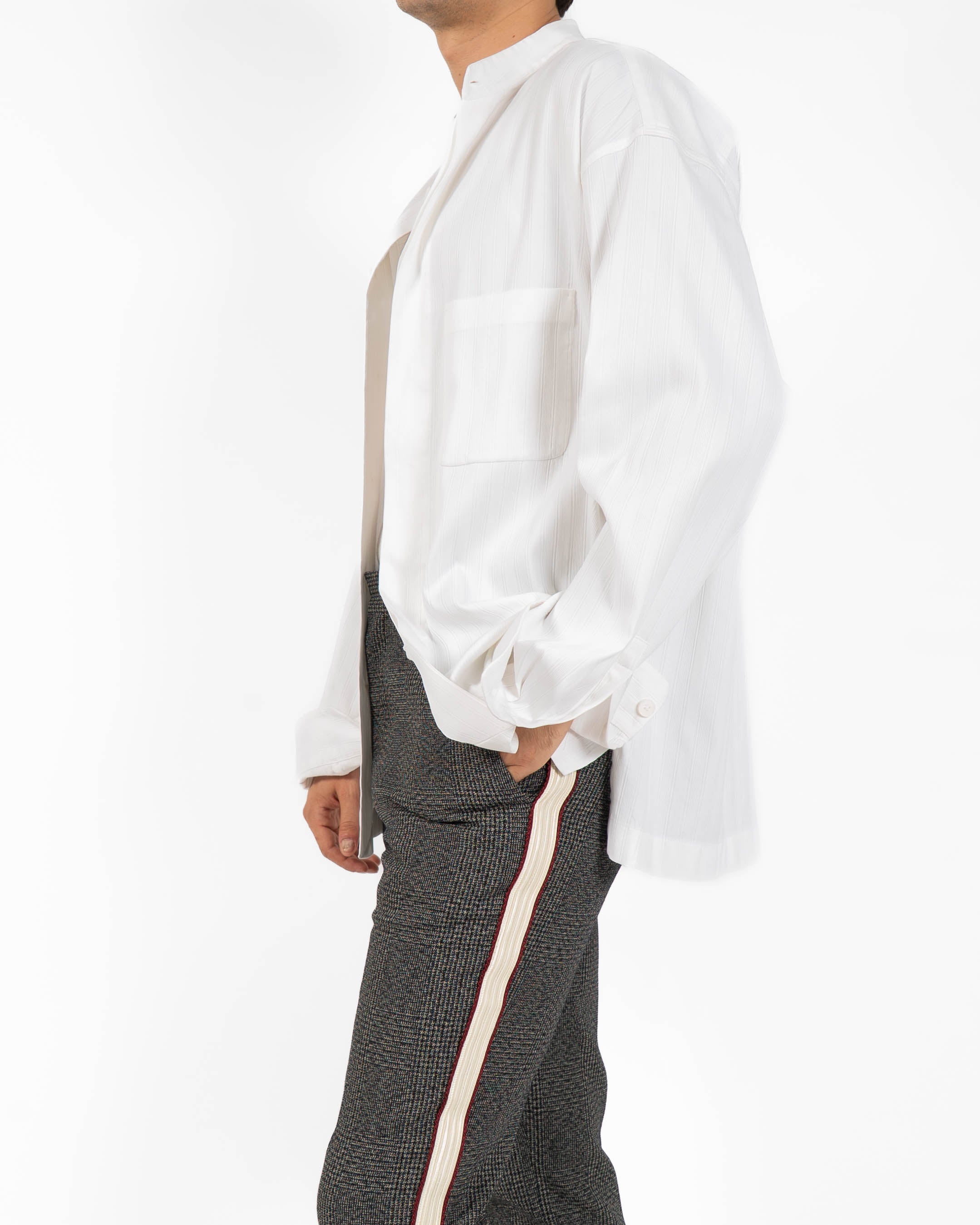 FW20 Oversized Mandarin Shirt in Silk & Cotton Jacquard