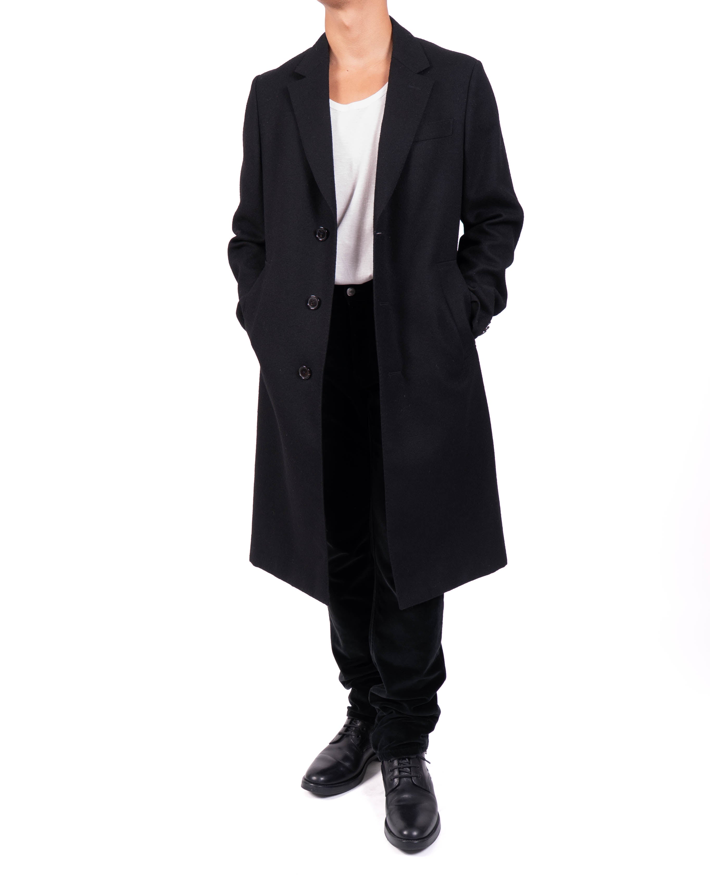 FW17 Classic 3 Button Coat in Black Wool