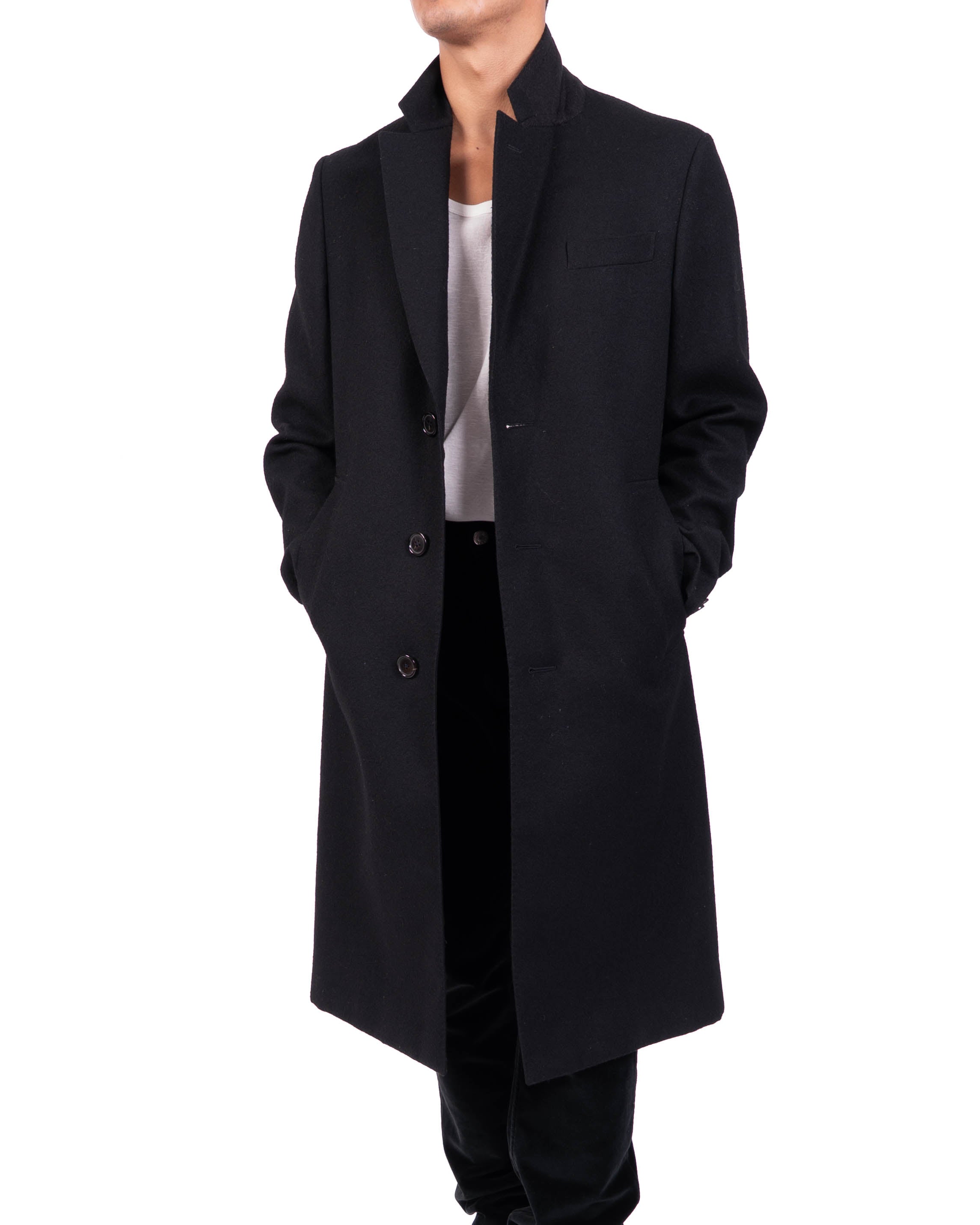 FW17 Classic 3 Button Coat in Black Wool