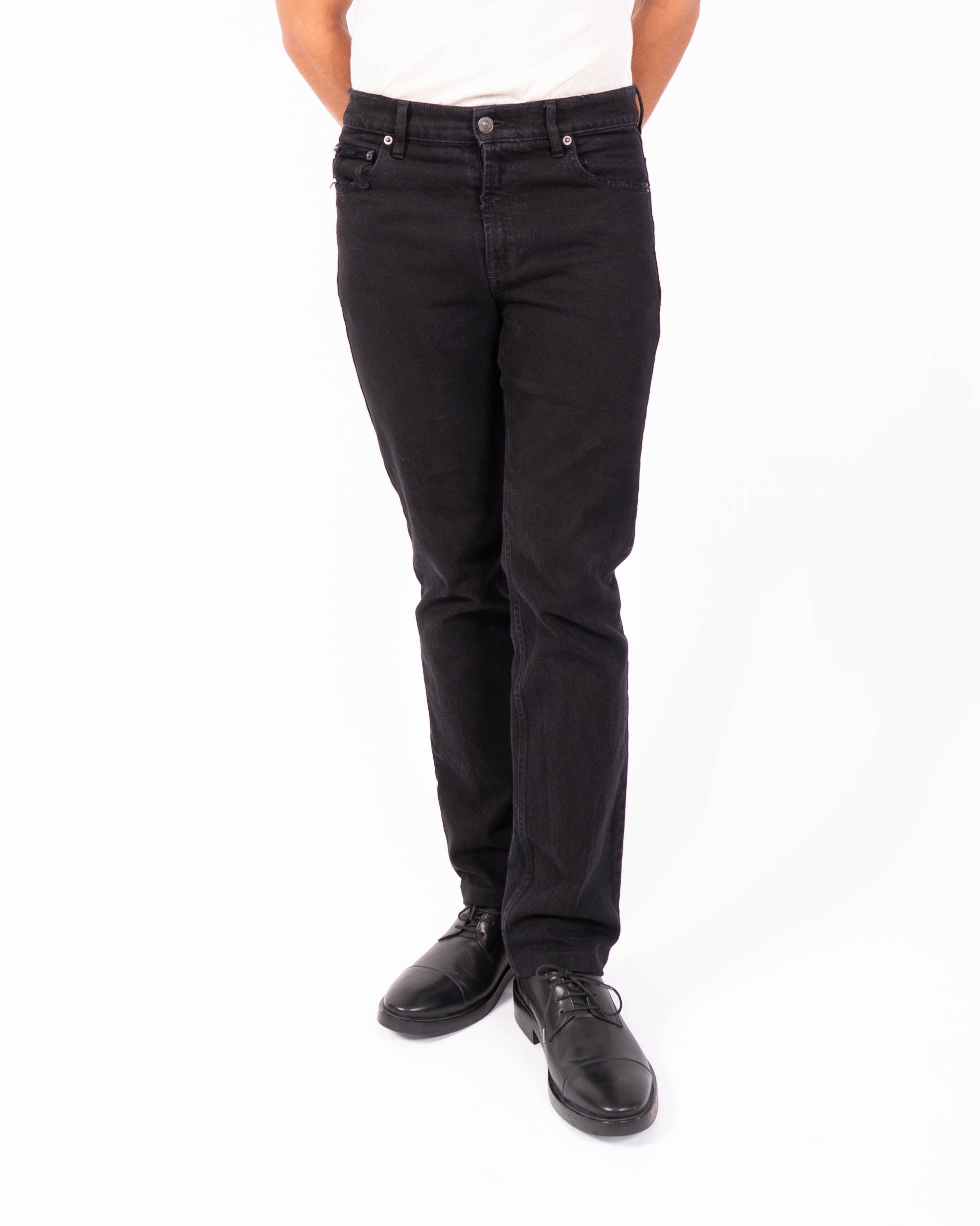 SS21 Flared Logo Tab Jeans in Washed Black Denim