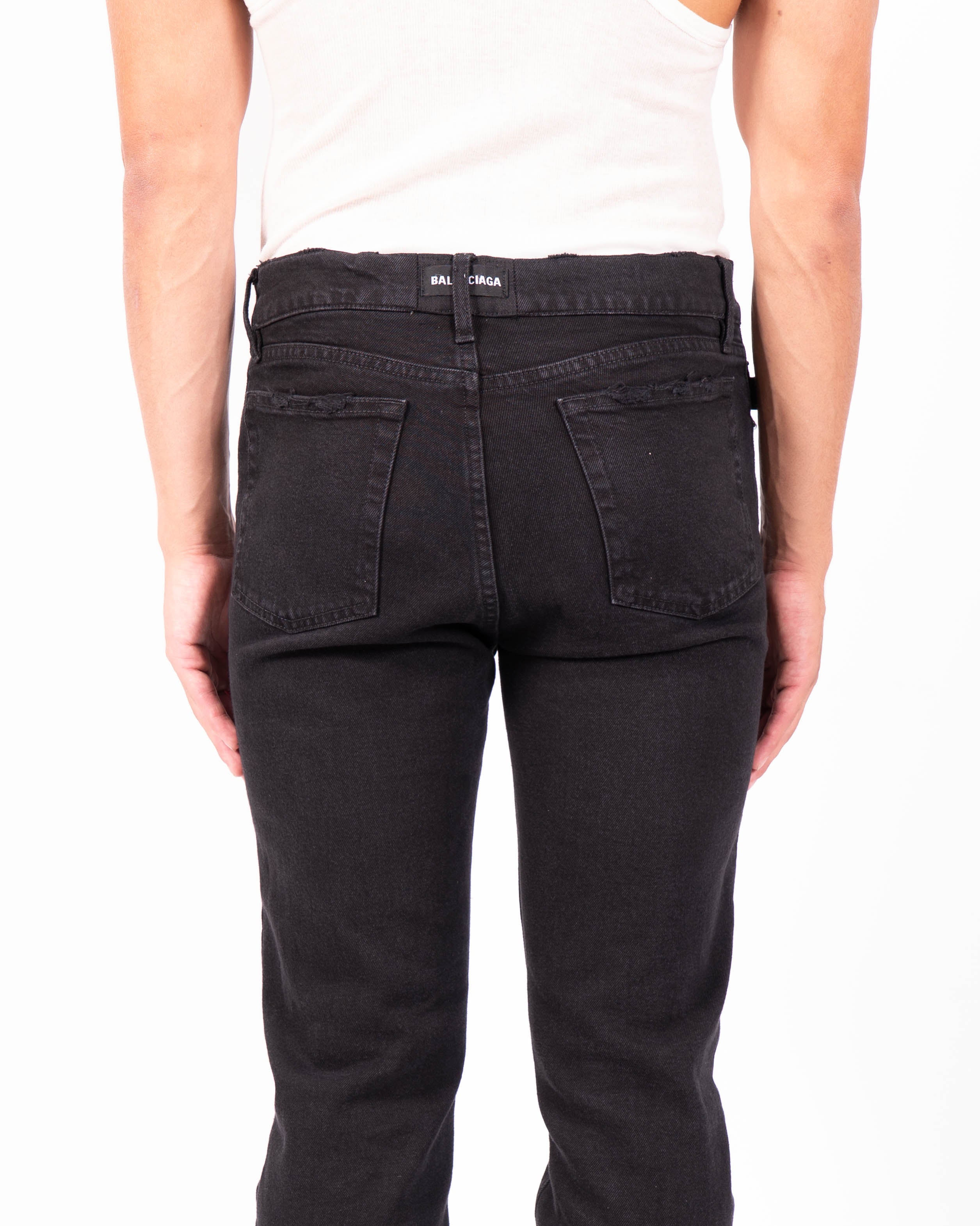 SS21 Flared Logo Tab Jeans in Washed Black Denim