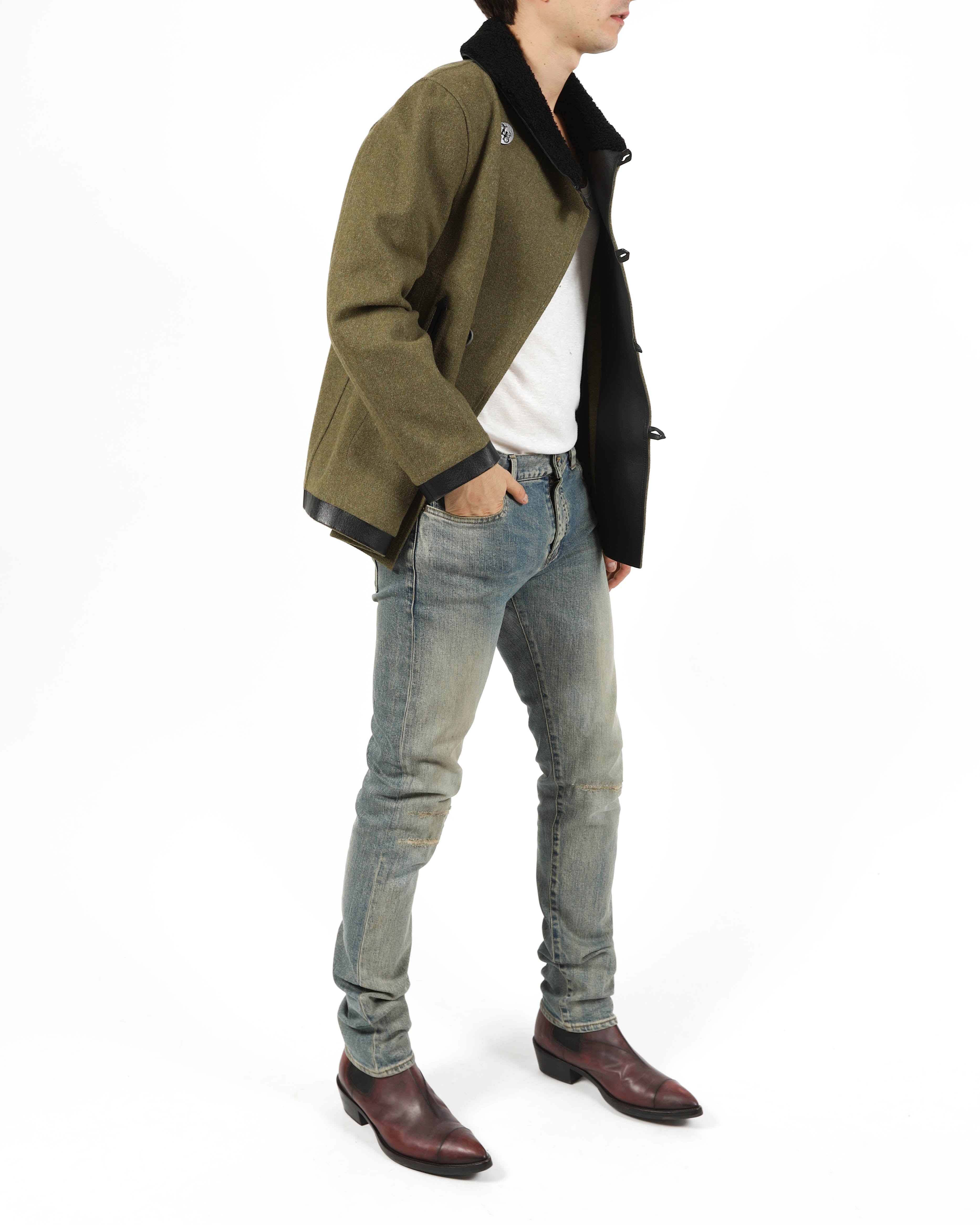 FW17 Double Breasted Caban Coat in Khaki Wool