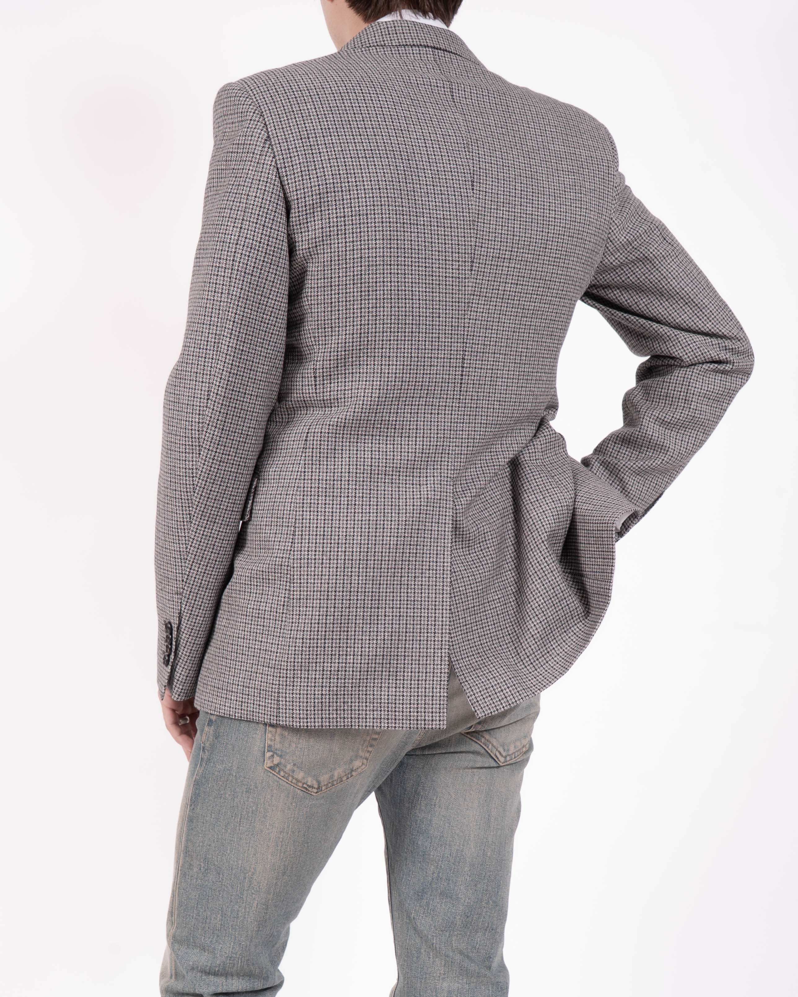 FW17 Classic 2-Button Blazer in Grey Houndstooth Wool