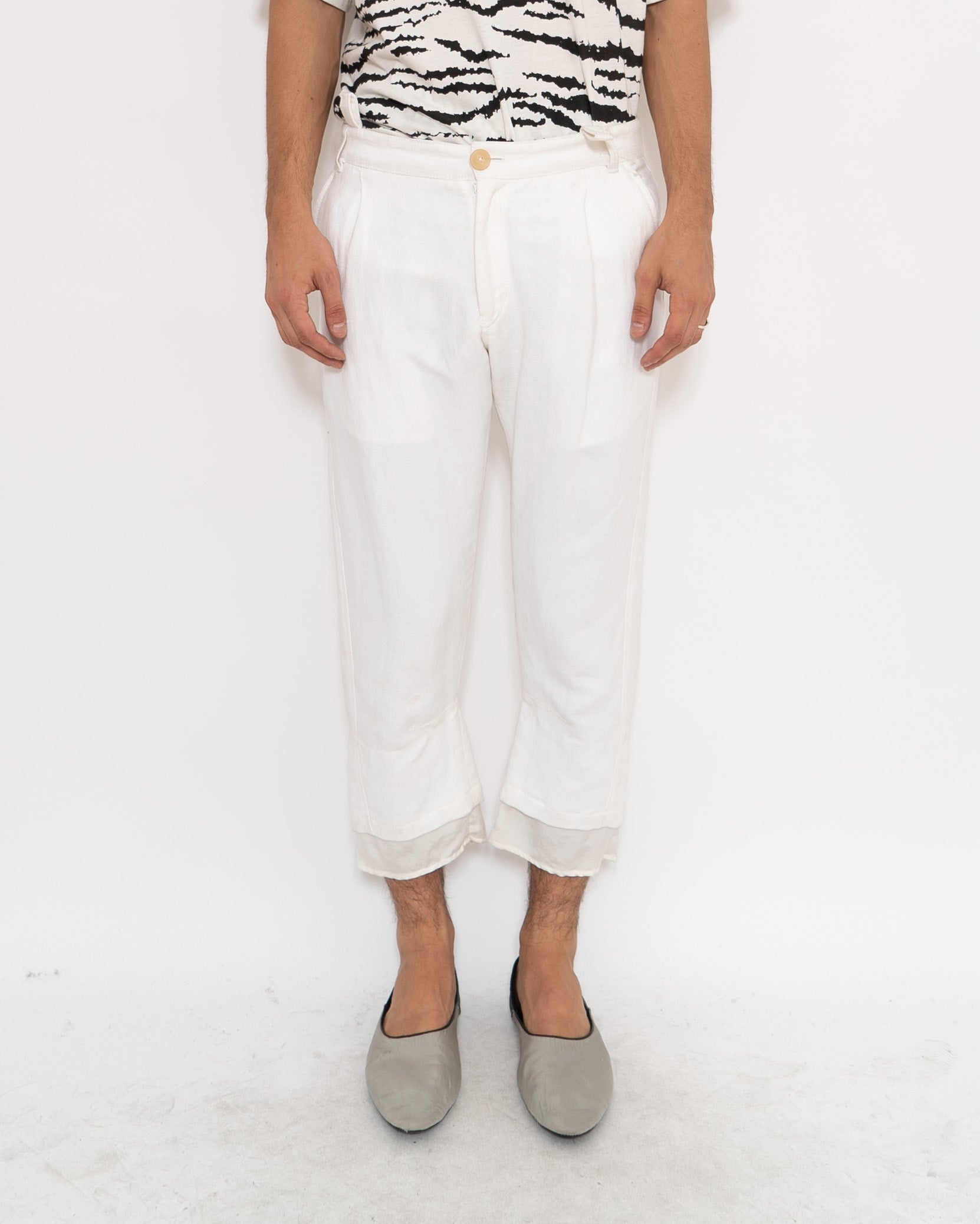 SS16 Intial White Linen Trousers Sample