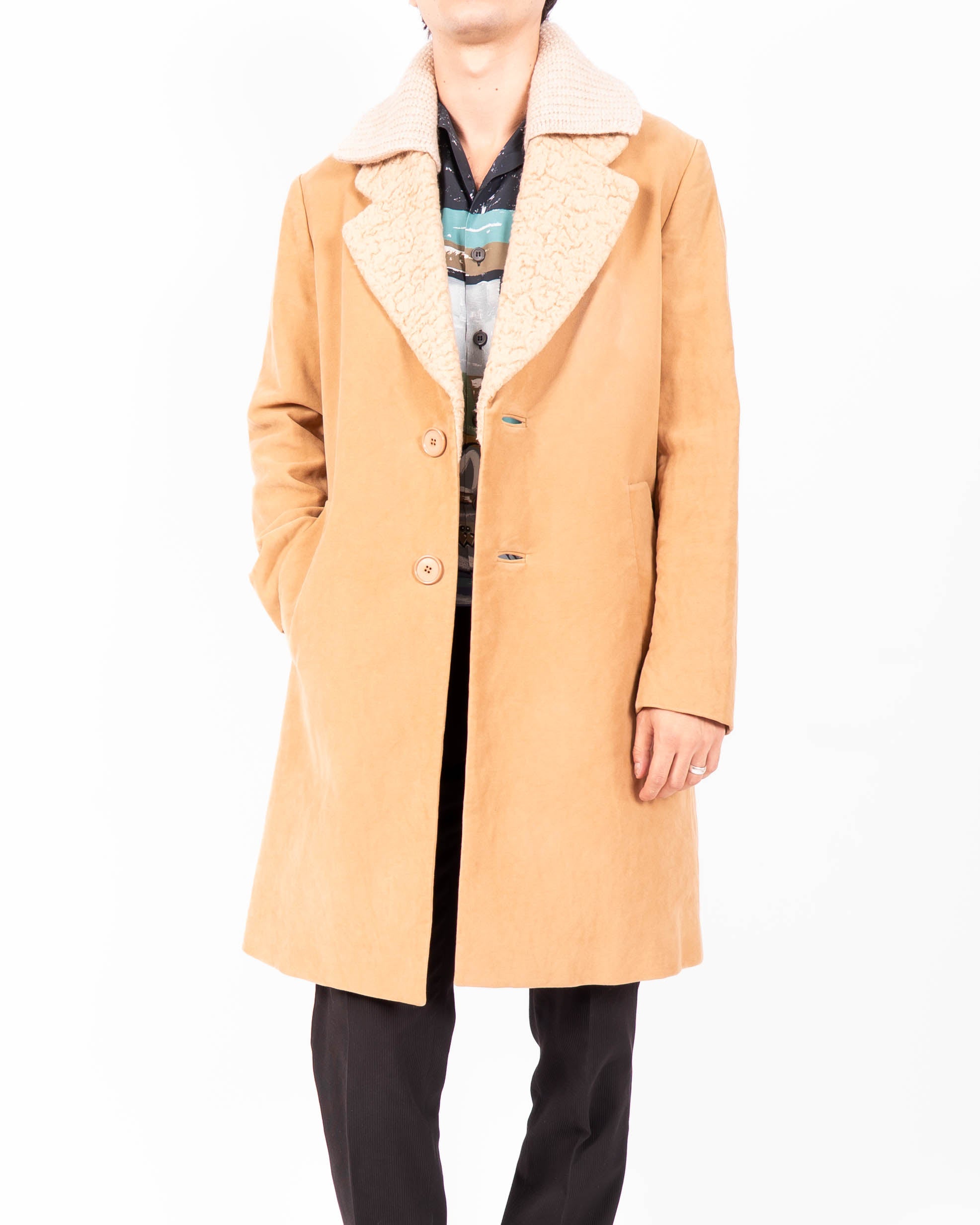 FW10 Wool Trimmed Overcoat in Beige Wool