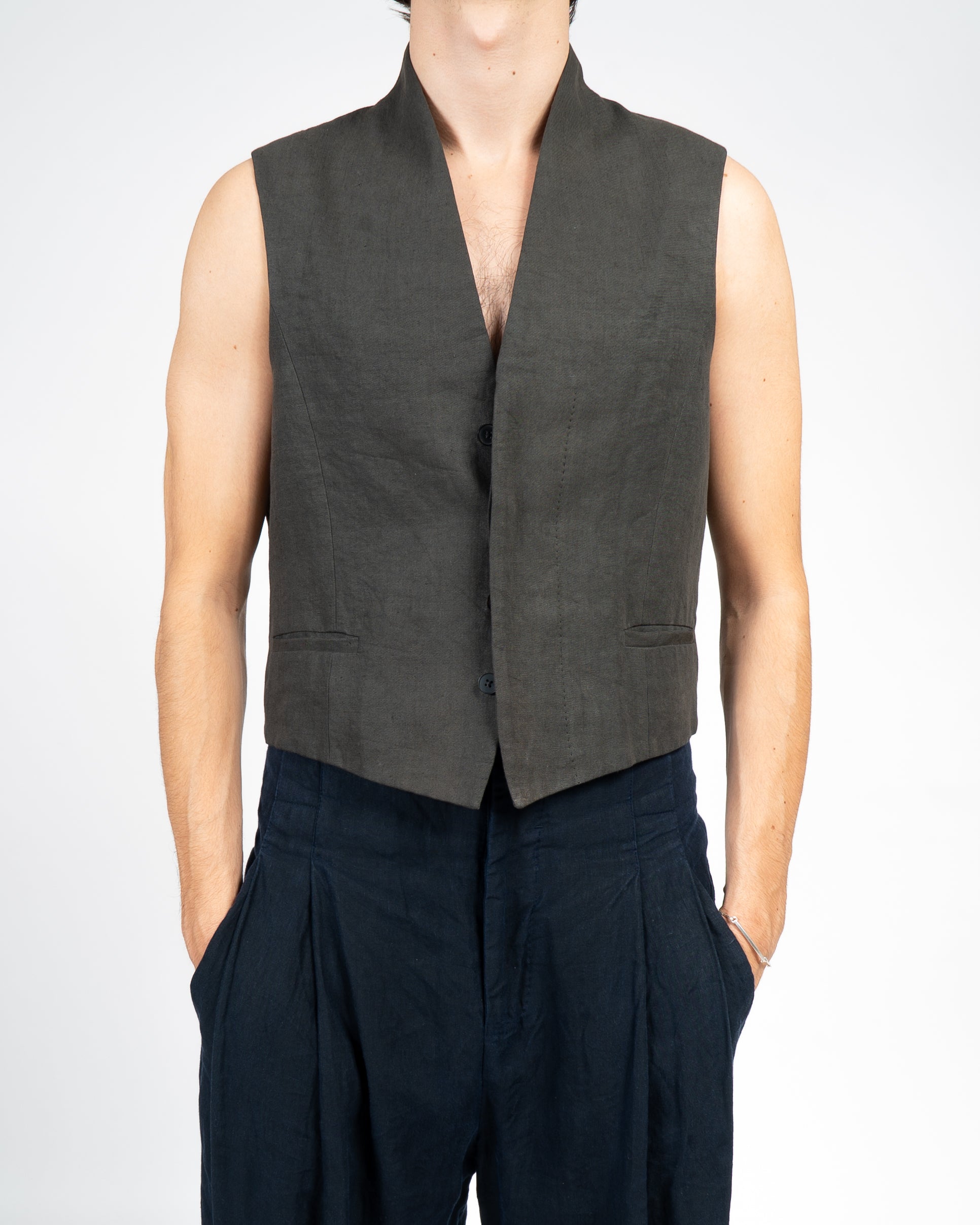 SS15 Classic Waistcoat in Grey Linen