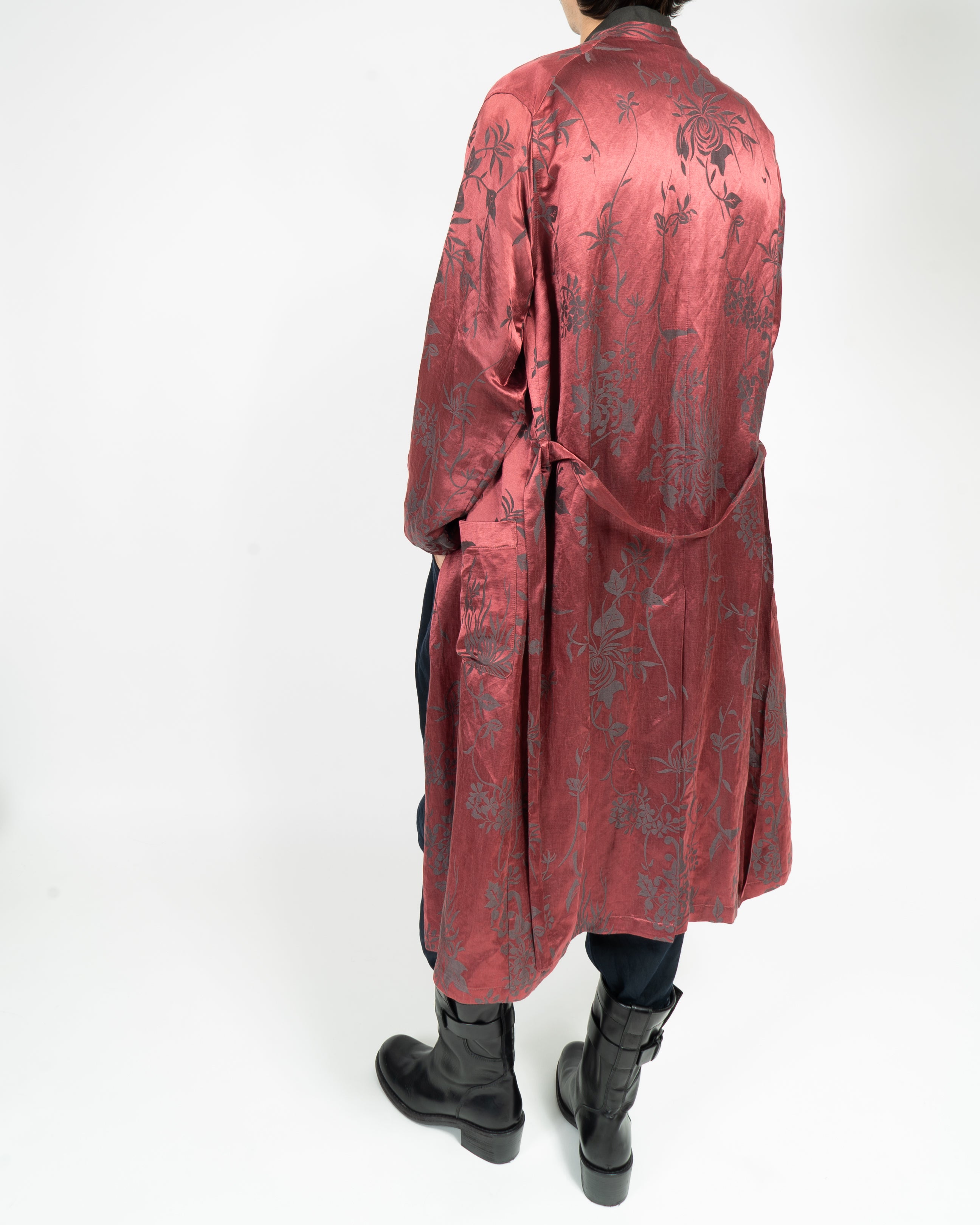 SS15 Oversized Robe Coat in Floral Silk-Jacquard