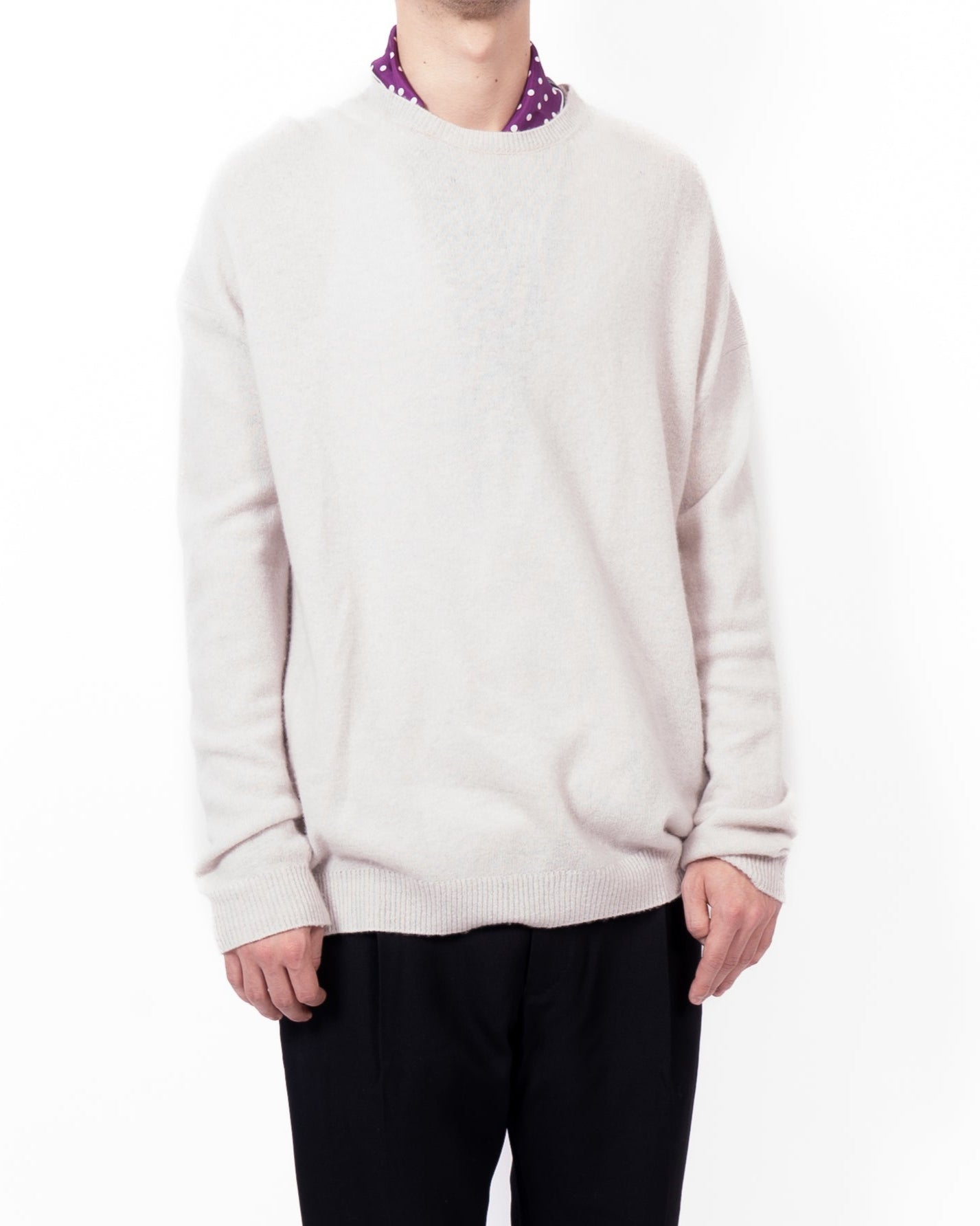 SS15 Oversized Two-Tone Knit in Ivory Wool & Silk