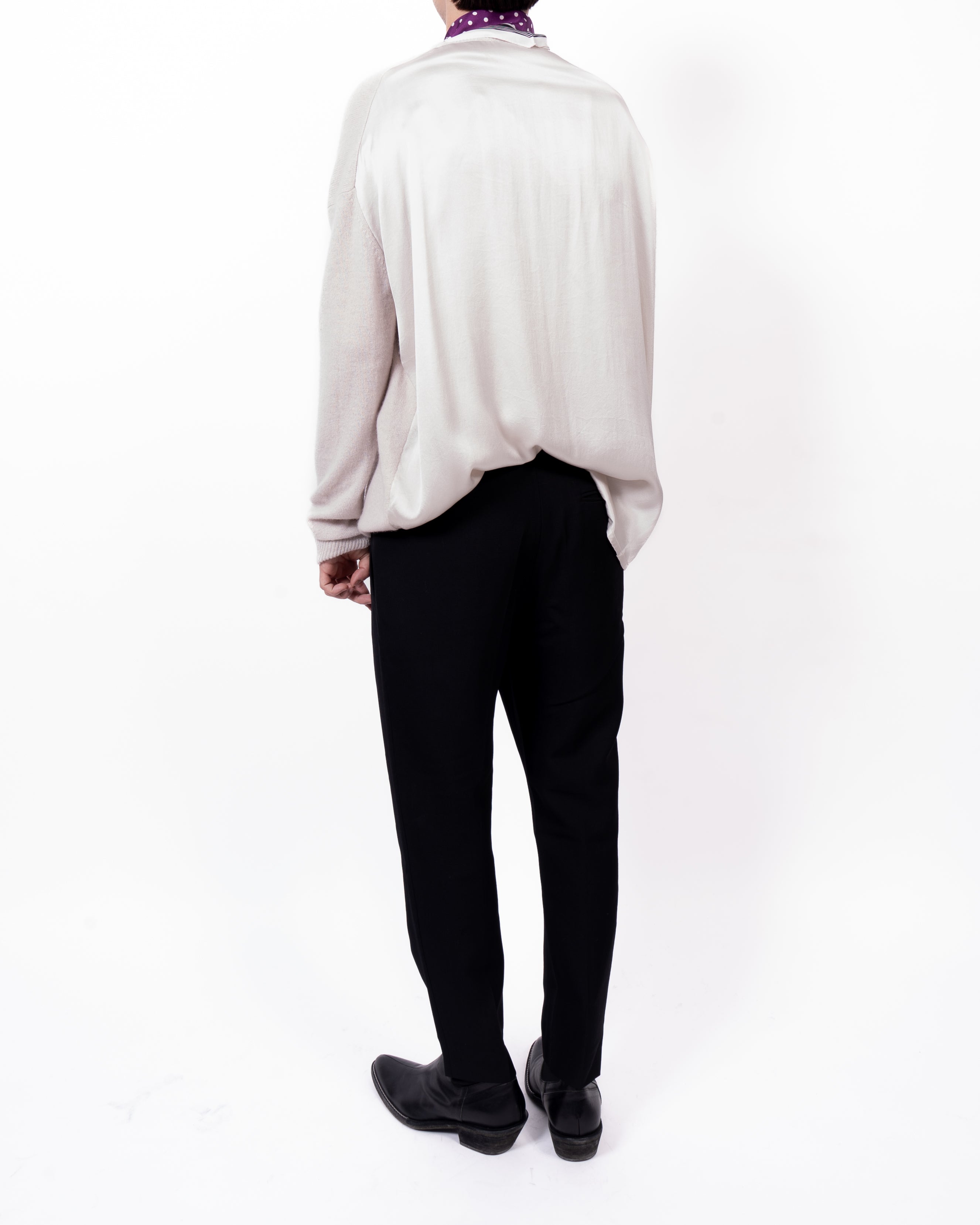 SS15 Oversized Two-Tone Knit in Ivory Wool & Silk