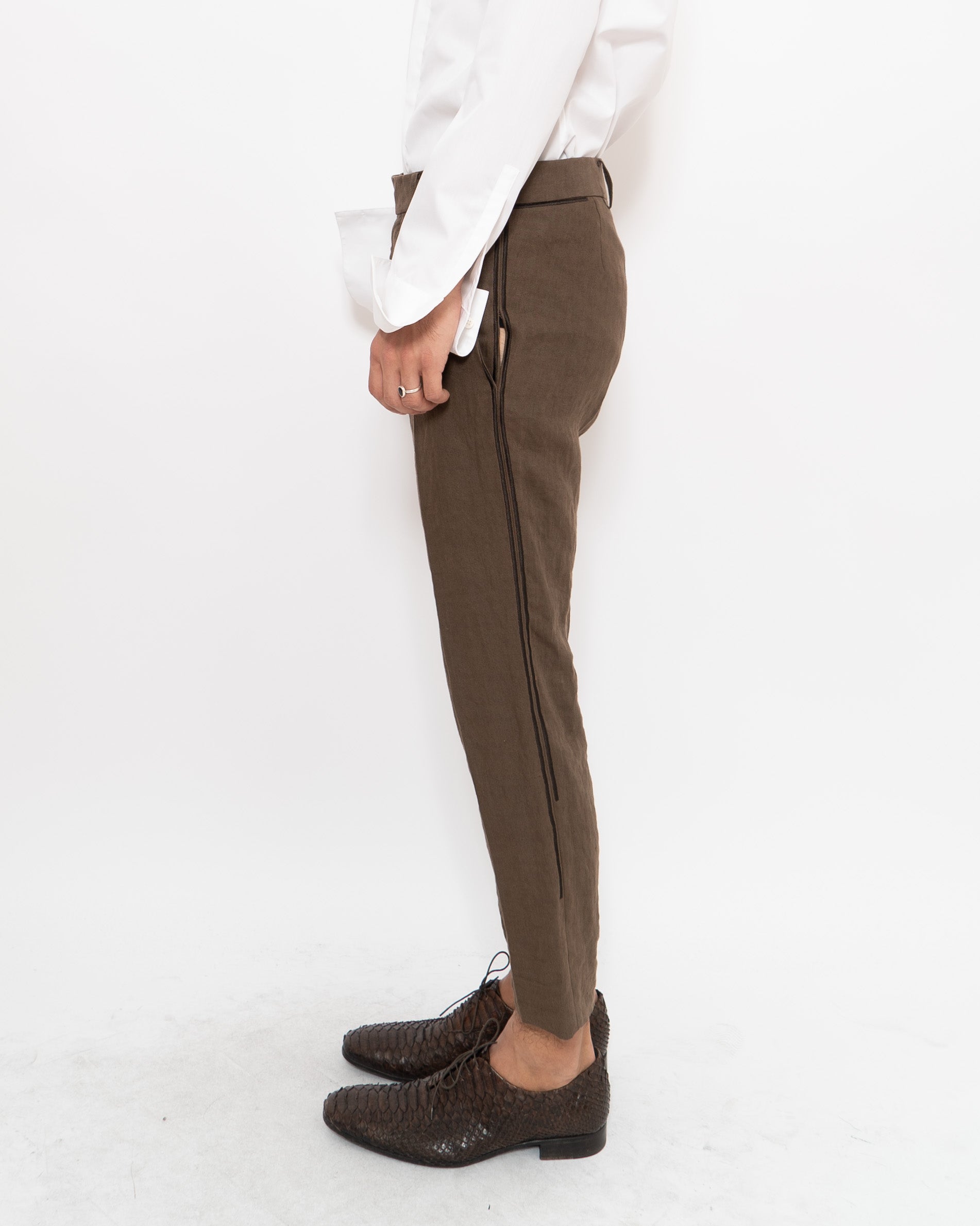 SS19 Brown Embroidered Trousers Sample