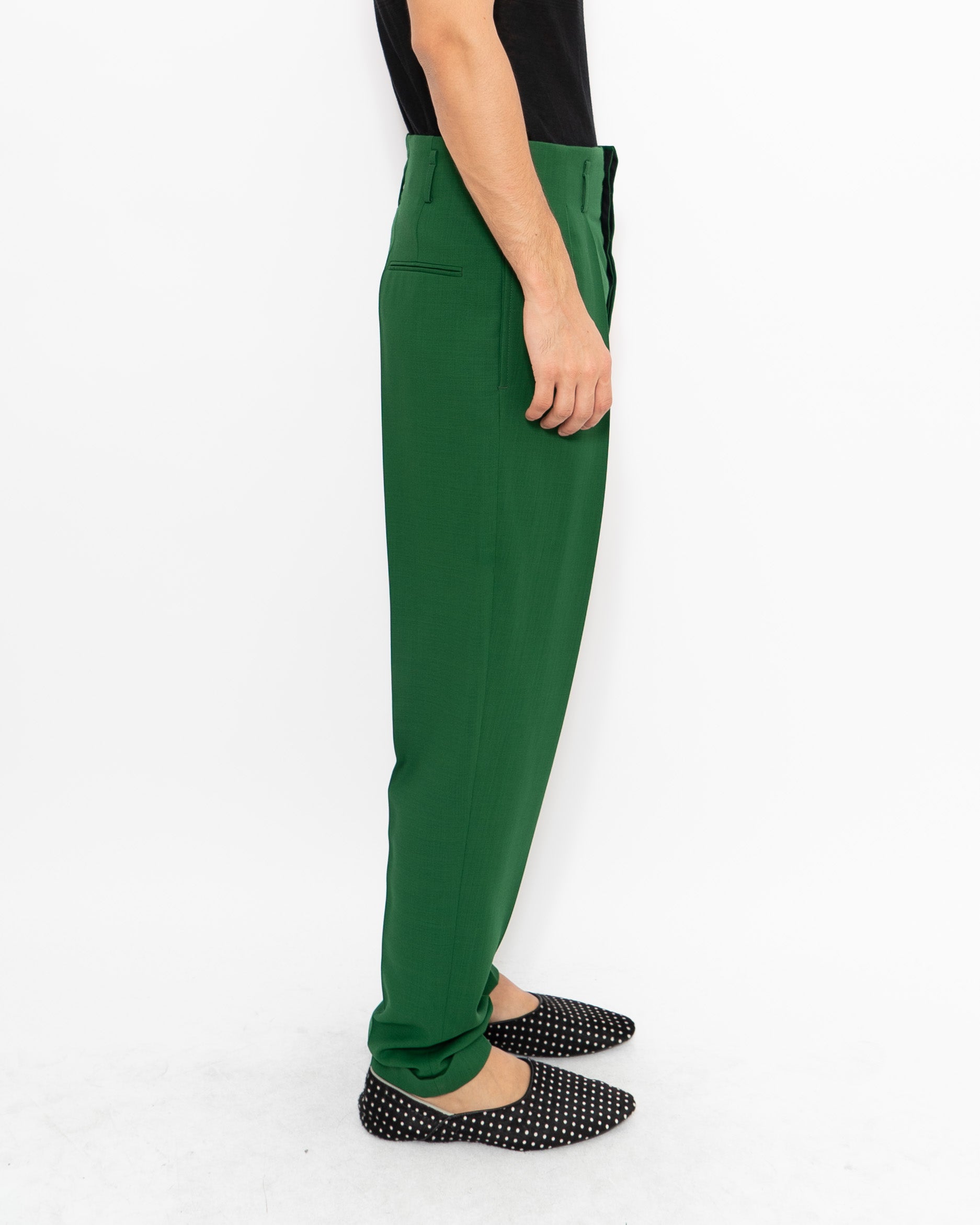 SS19 Pleated Green Wool Trousers Sample