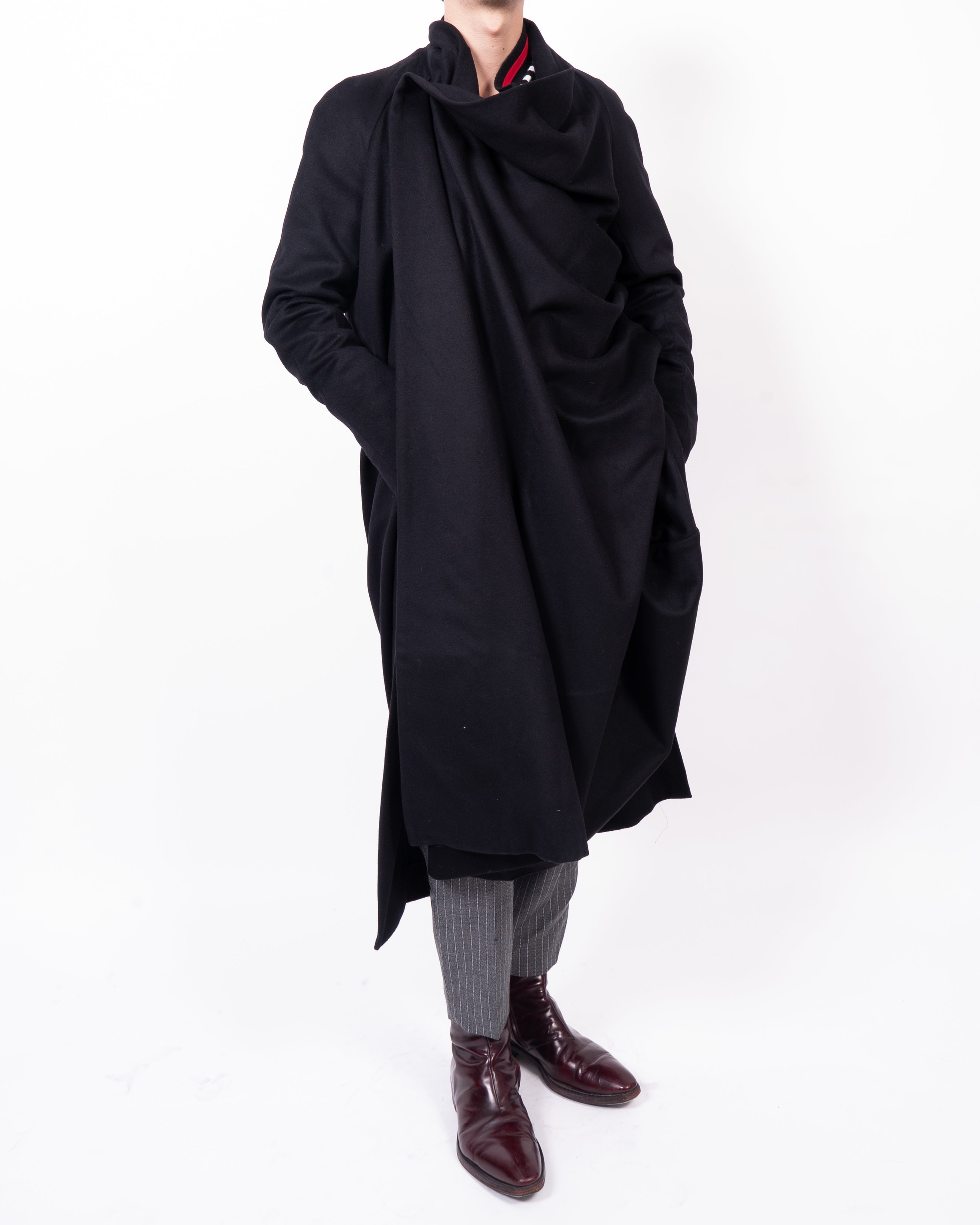 FW13 Asymmetric Kimono Coat in Black Wool