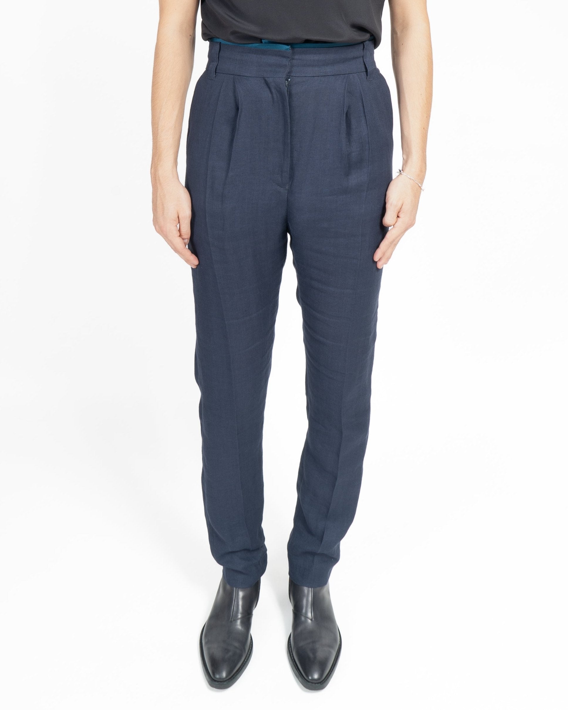 SS17 Highwaisted Trousers in Indigo Linen