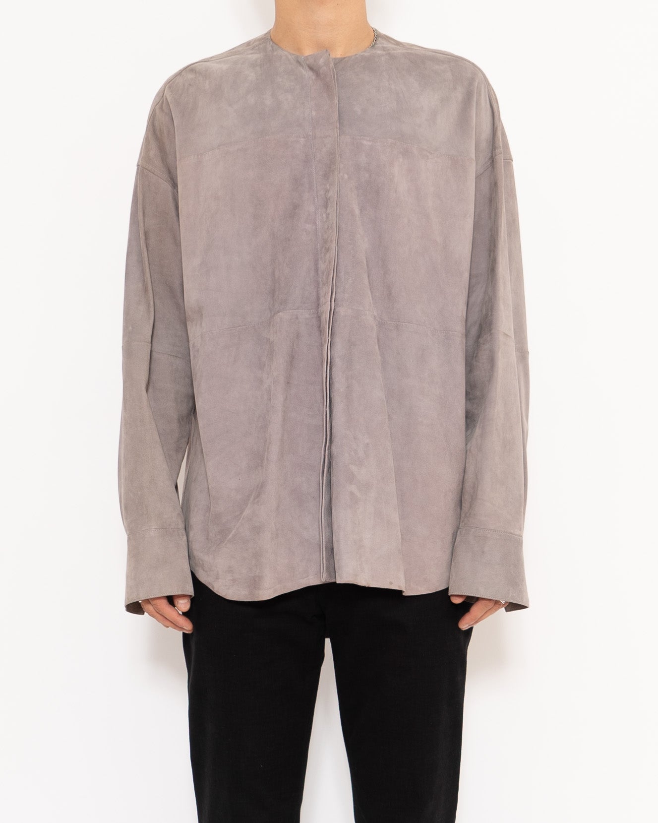 SS15 Lilac Suede Lamb Leather Shirt Sample