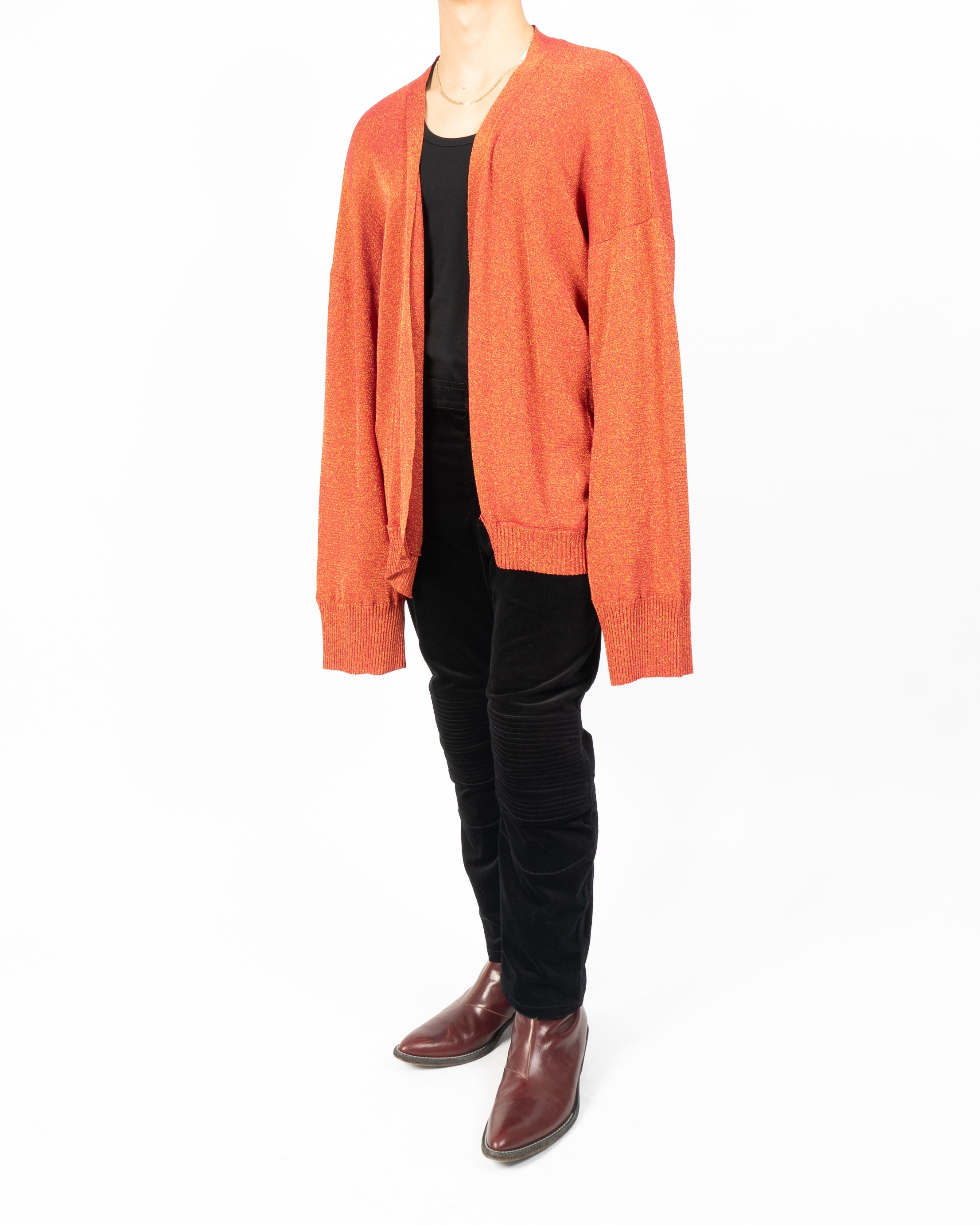 SS17 Oversized Cardigan in Orange Glitter Viscose