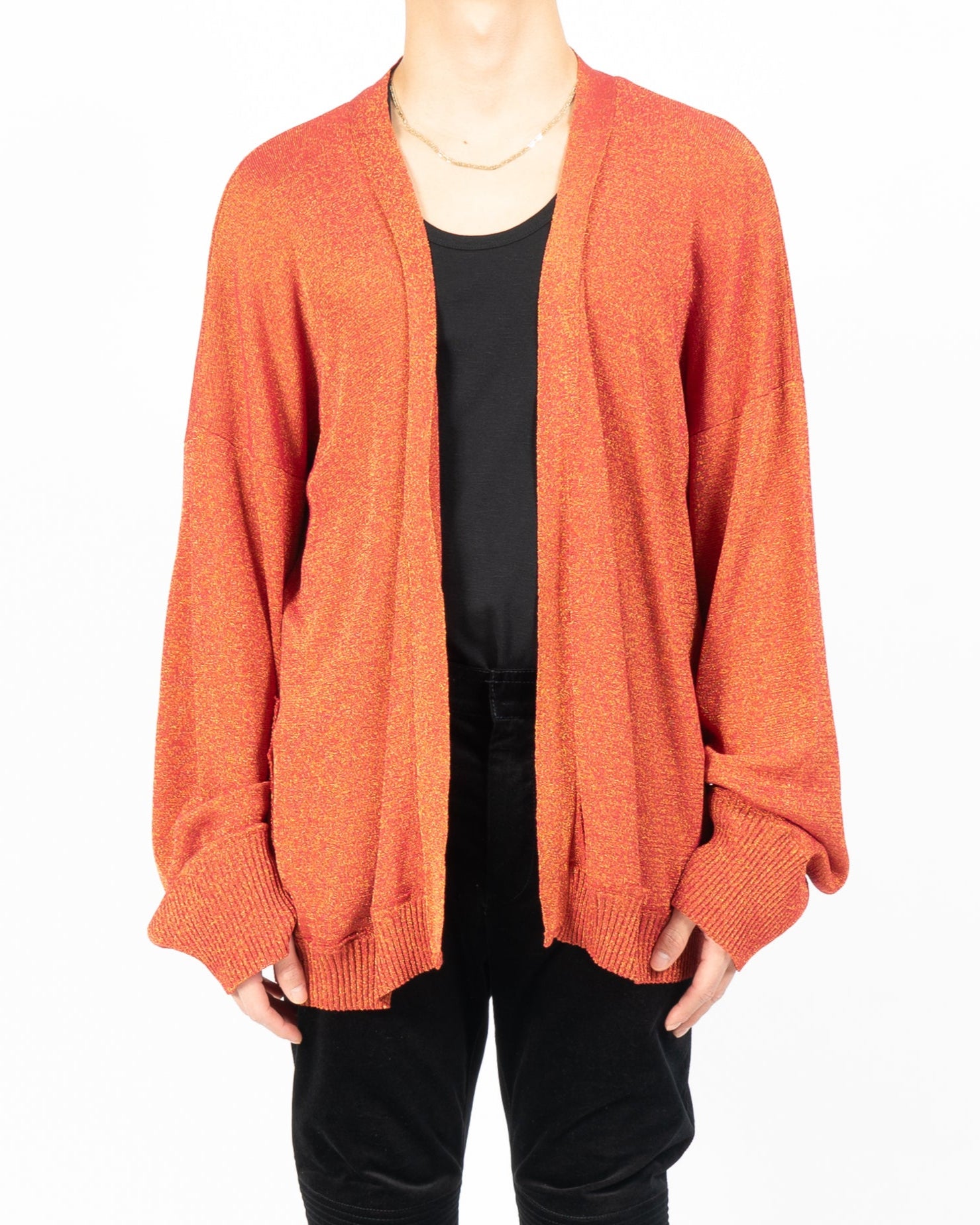 SS17 Oversized Cardigan in Orange Glitter Viscose