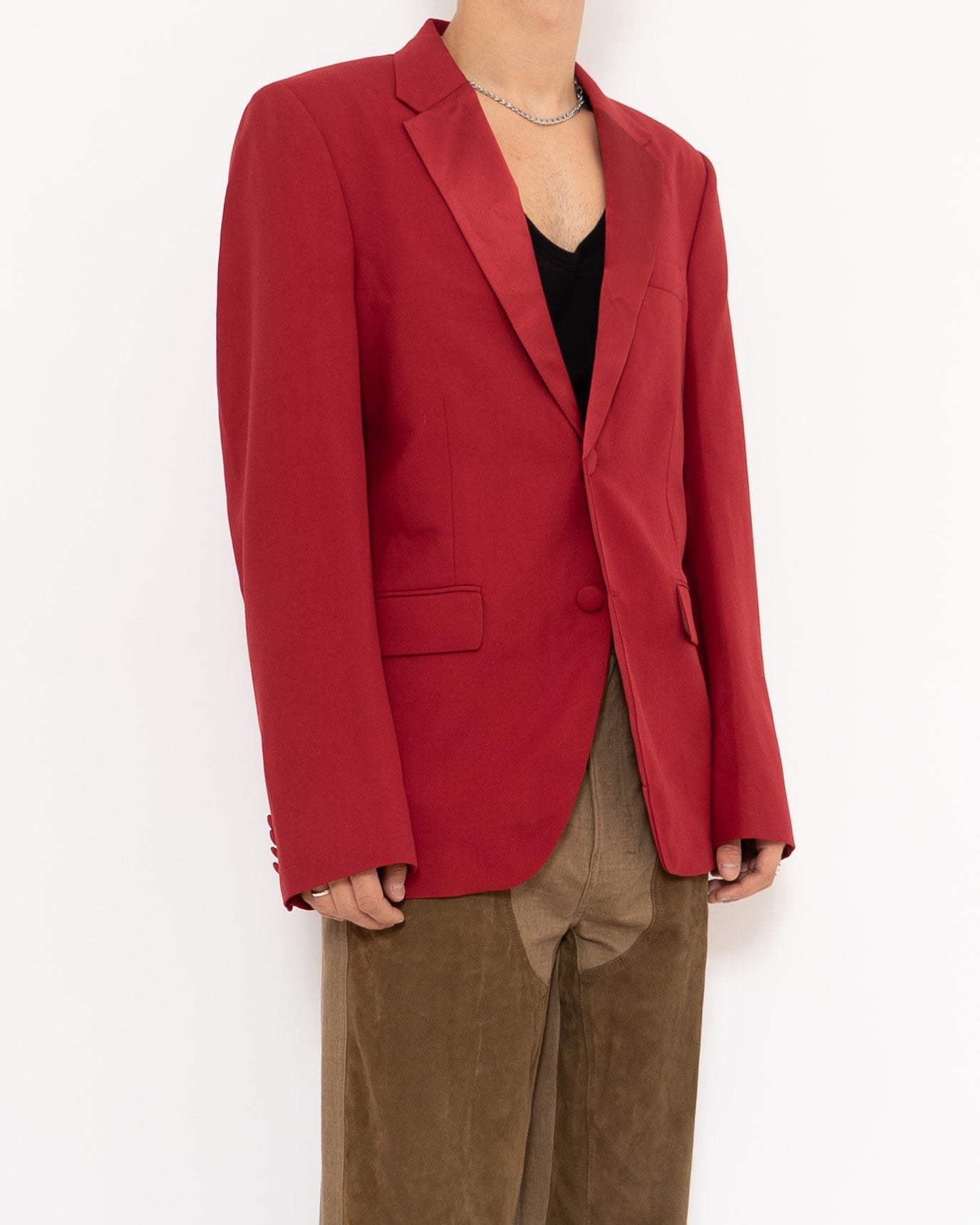 FW17 Red Lana Wool & Silk Blazer