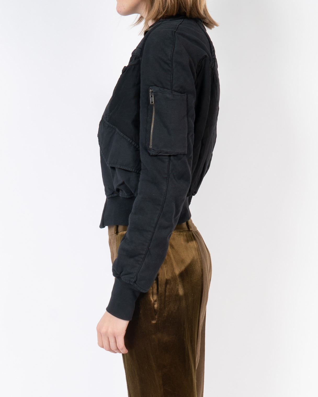 Black Cropped Perth Bomber Jacket