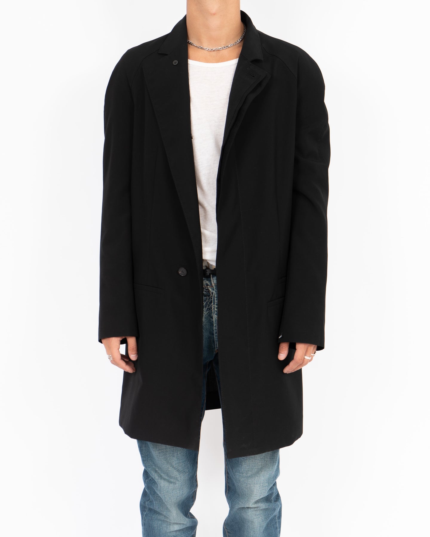 SS18 Peridot Black Raglan Coat Sample