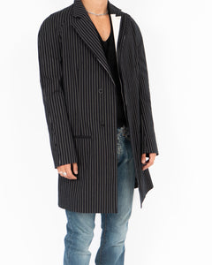 SS18 Black & White Striped Raglan Coat Sample