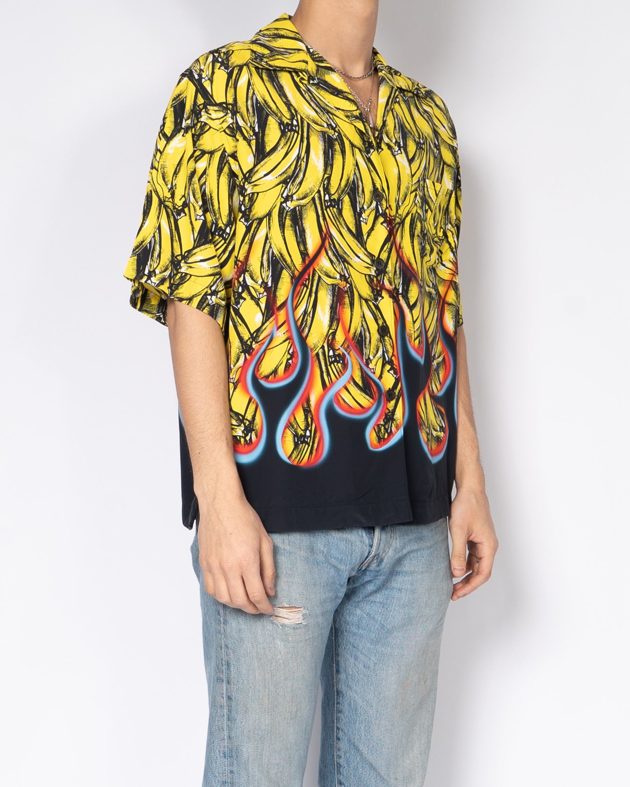 FW18 Archive Print Banana & Flames Viscose Shirt