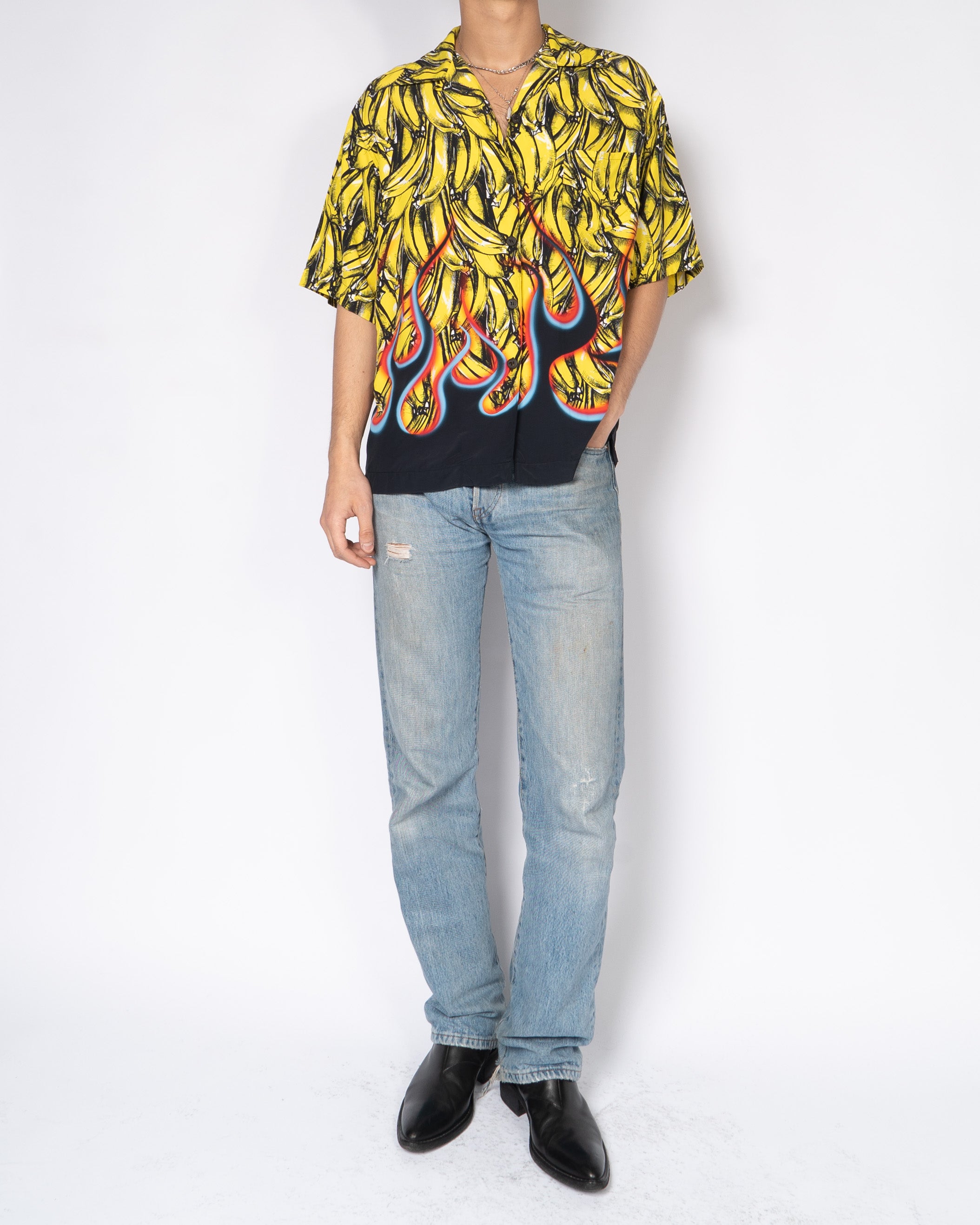 FW18 Archive Print Banana & Flames Viscose Shirt