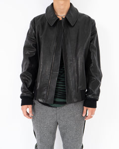 FW14 Crocodile Collar Leather Bomber