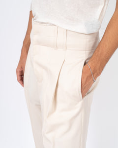 SS18 Selenite Cream Pleated Trousers